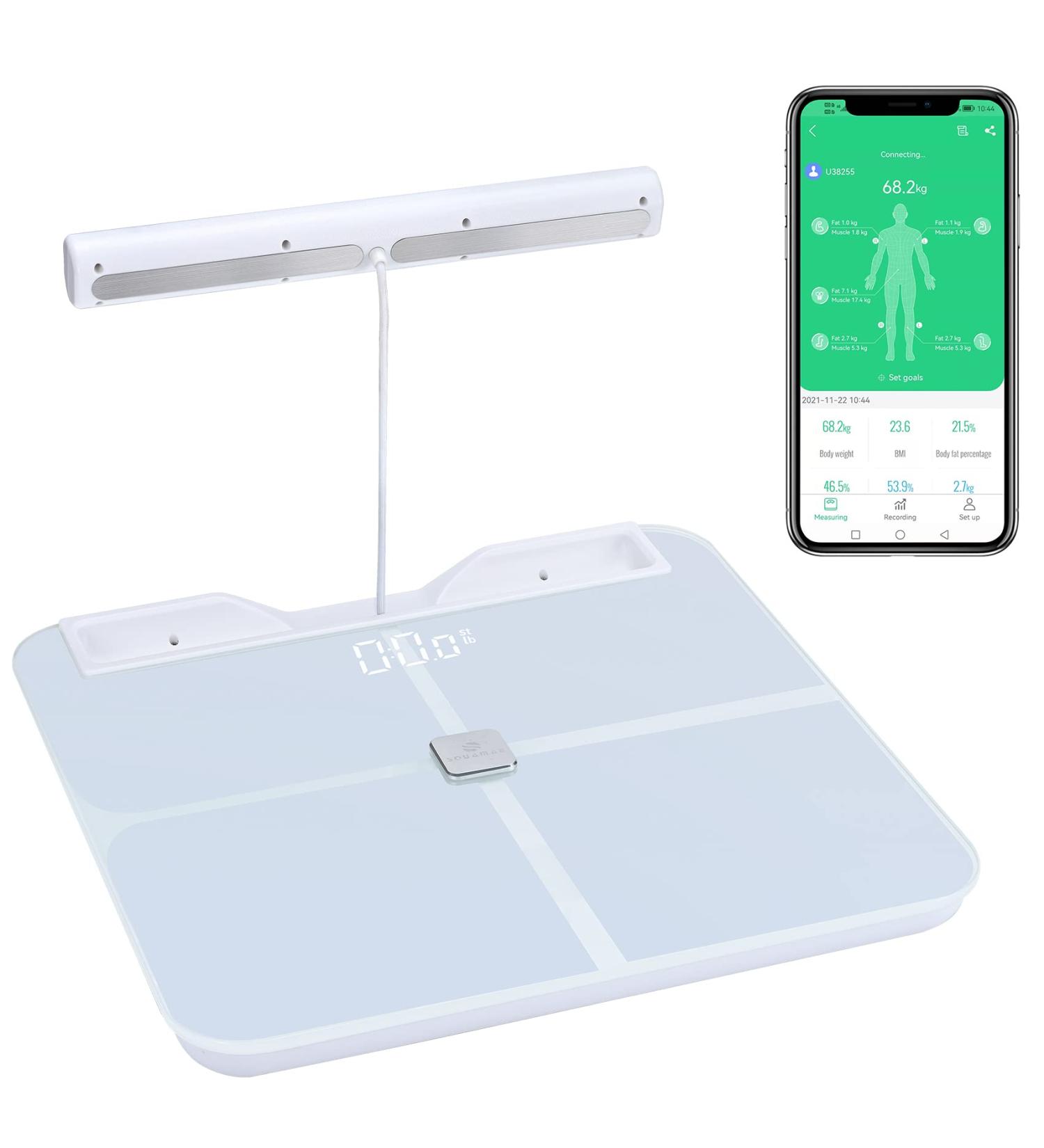 Squamae Smart Scale: Full Body Composition Analyzer with 8 Electrodes and Bluetooth - White - Buy Online on GoSupps.com