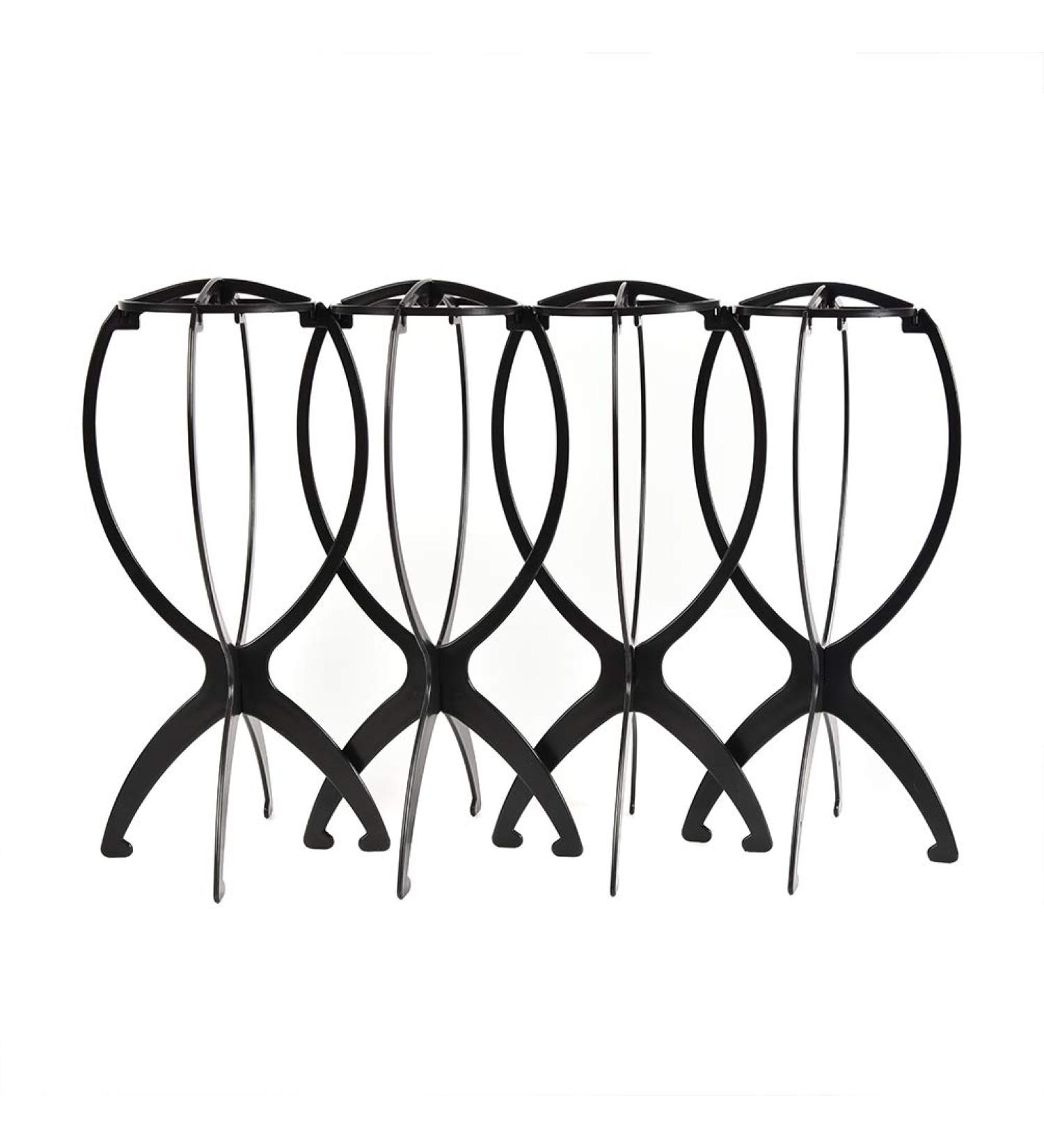 4 Pack Premium Black Wig Stand Holder - Portable & Collapsible | Durable Stands for Multiple Wigs - Women's Wig Accessories - Buy Online on GoSupps.com