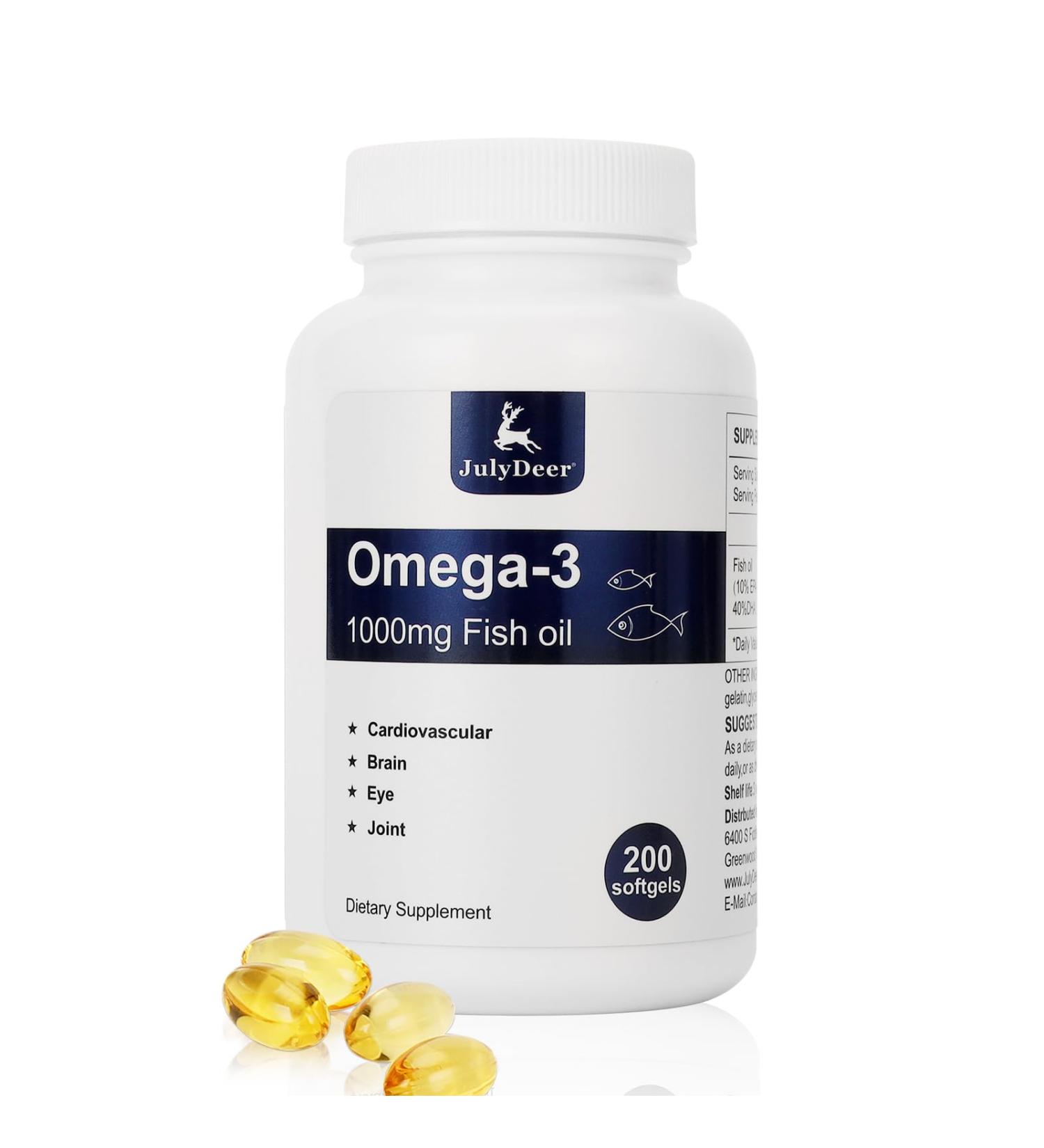 Fish Oil Omega 3 Concentrate Supplement 1000 mg Rich in EPA and DHA Supports Heart Joint Brain and Eye Health Promotes Overall Well-Being Strengthens The Immune System Non-GMO | 200 softgels 200 Count(Pack of 1) - Buy Online on GoSupps.com