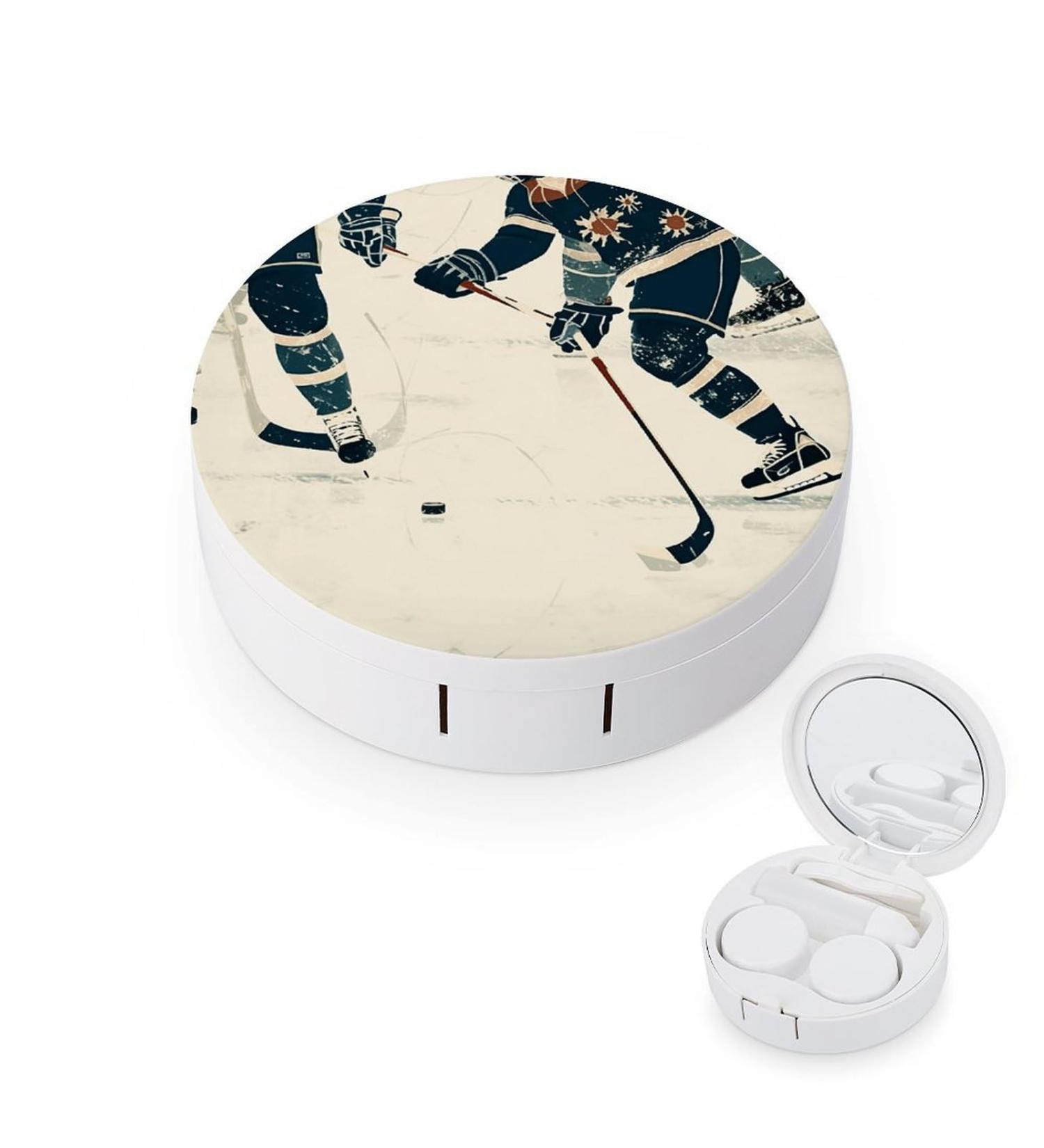 Shop Stylish Ice Hockey Pattern Contact Lens Case | Durable Travel & Care Box for Lens Protection - Buy Online on GoSupps.com