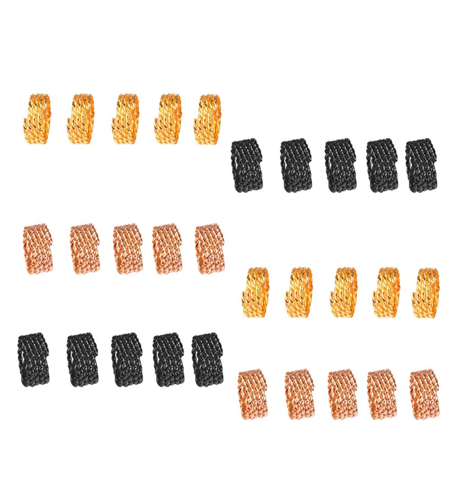 FRCOLOR 30 Pieces Hair Clip Dreadlocks Hair Braid Rings Dreadlocks Adjustable Metal Hair Cuffs for Hair Accessories (Gold and Black)