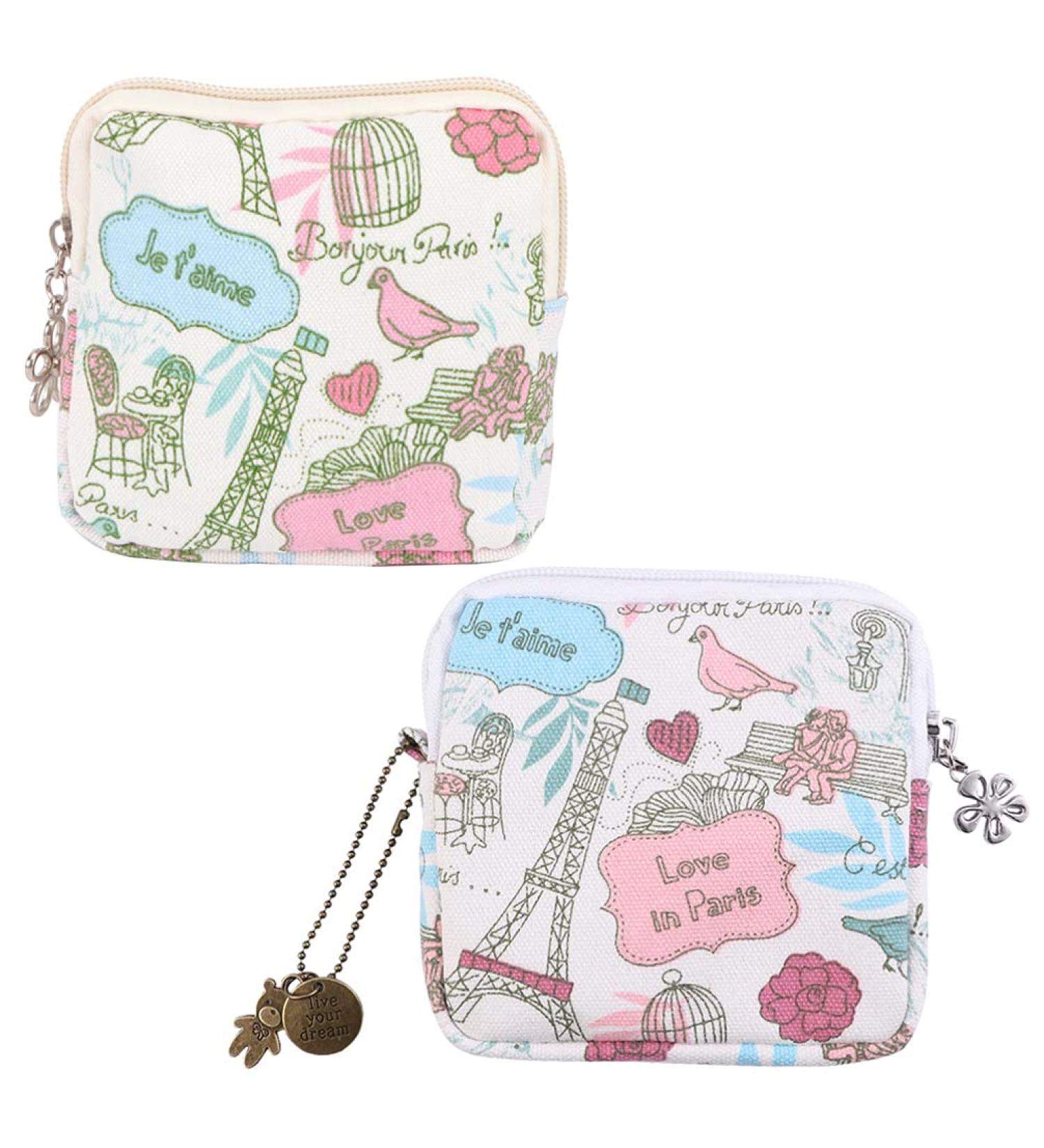 Healifty Zipper Wallet Sanitary Napkin Storage Bag - 2 Pack First Period Gifts for Girls | Period Bag with Zipper for Sanitary Napkins & Tampons | Collect Bags for Women & Girls - Buy Online on GoSupps.com