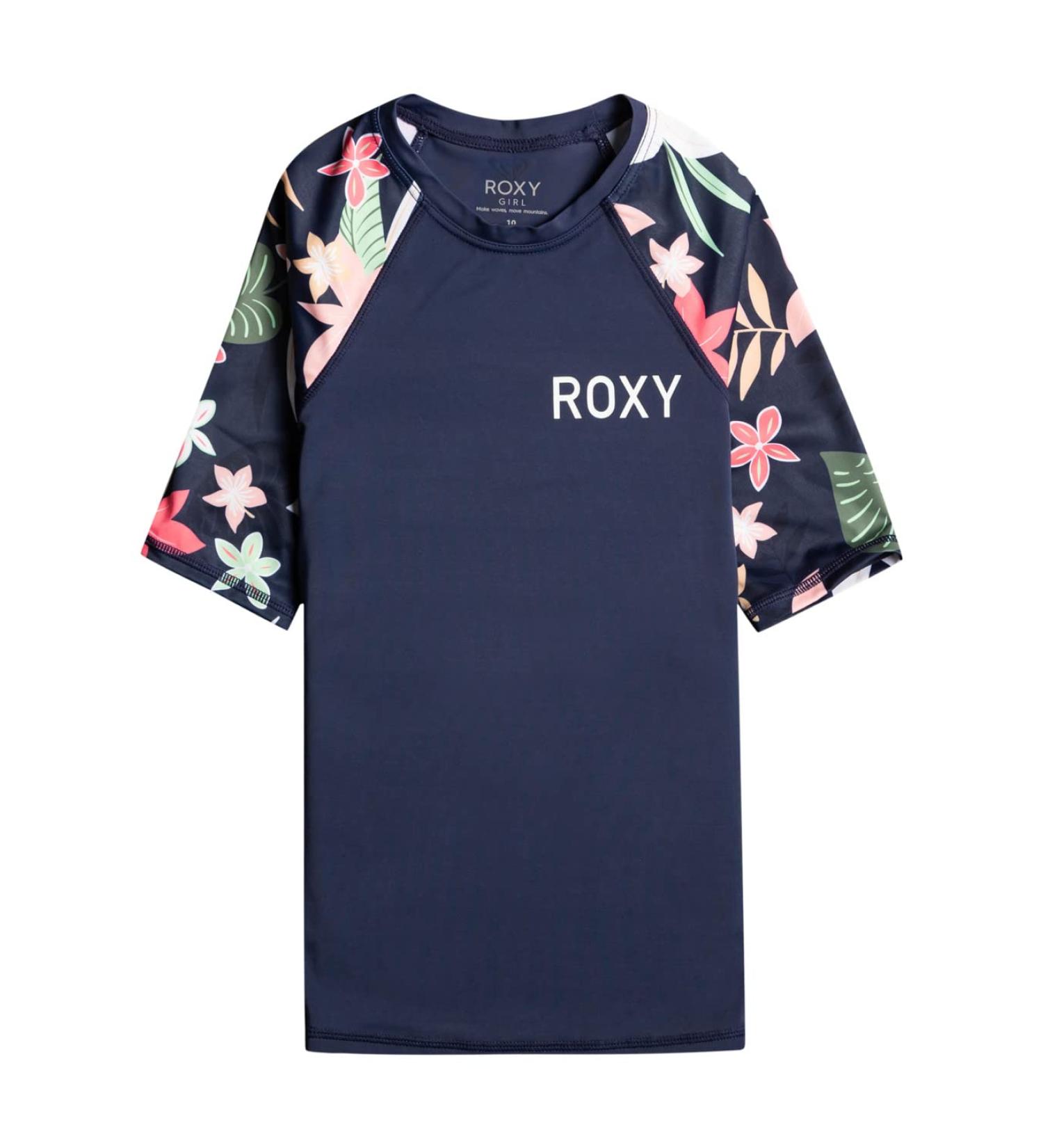 Quiksilver Girls Printed Sleeves Ss Rash Guard Shirt (1 Pack) 14 Years Mood Indigo Alma Swim