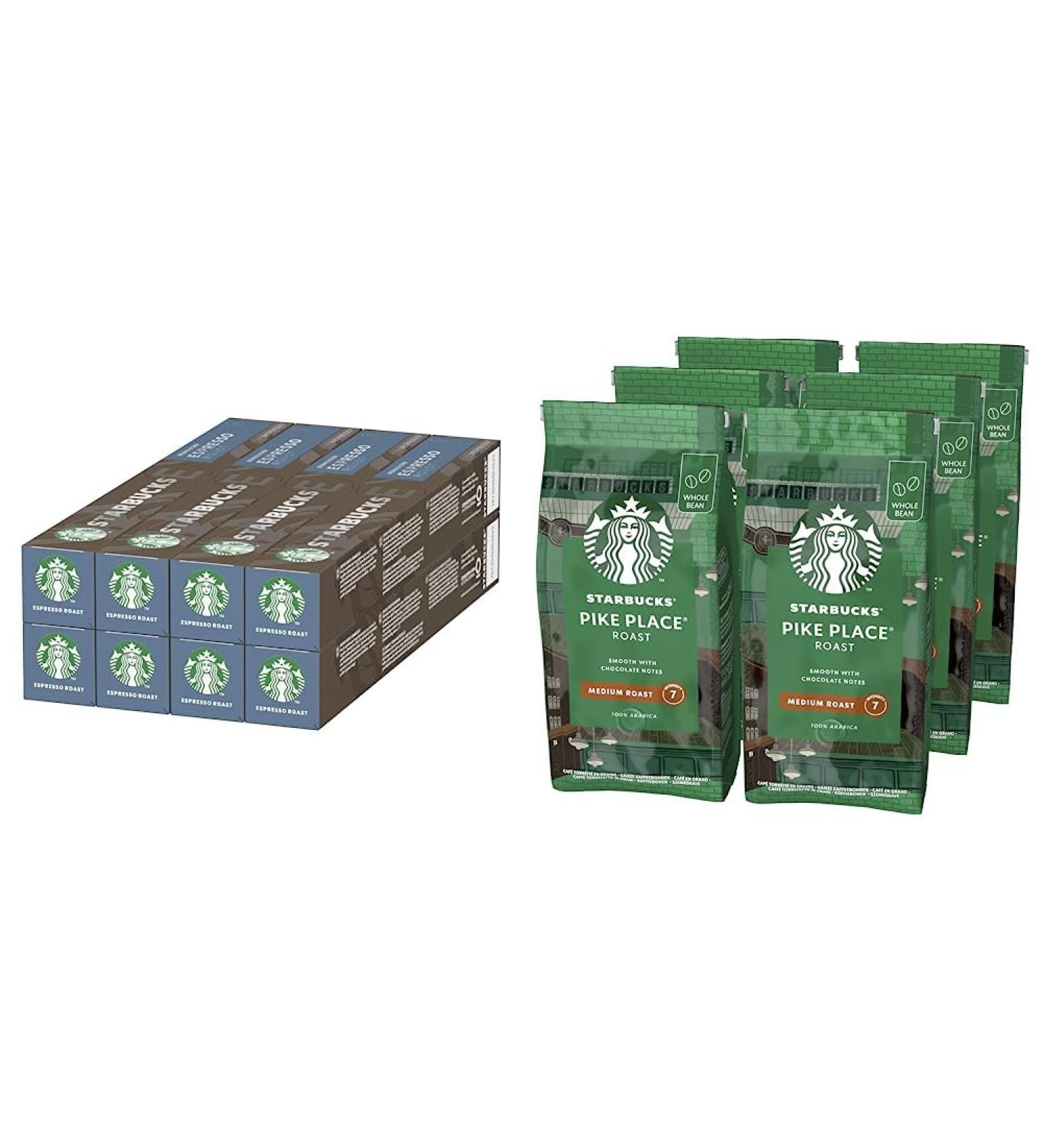 Buy Starbucks Espresso Roast & Pike Place Roast Coffee Bundle | 80 Capsules & 200g Beans - International Shipping Available - Buy Online on GoSupps.com
