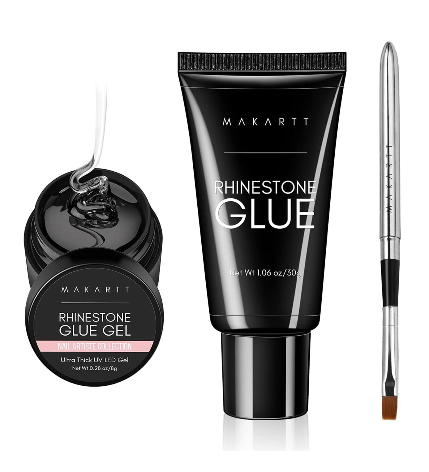Makartt 2pcs Nail Rhinestone Glue Gel with Brush Pen Set 8ml+30ml Clear Nail Gem Glue Gel Super Strong Adhesive Nail Art Glue Gel for Nail Decorations 3D Stones Charms Flowers Nail Rhinestone Glue Kit - Buy Online on GoSupps.com