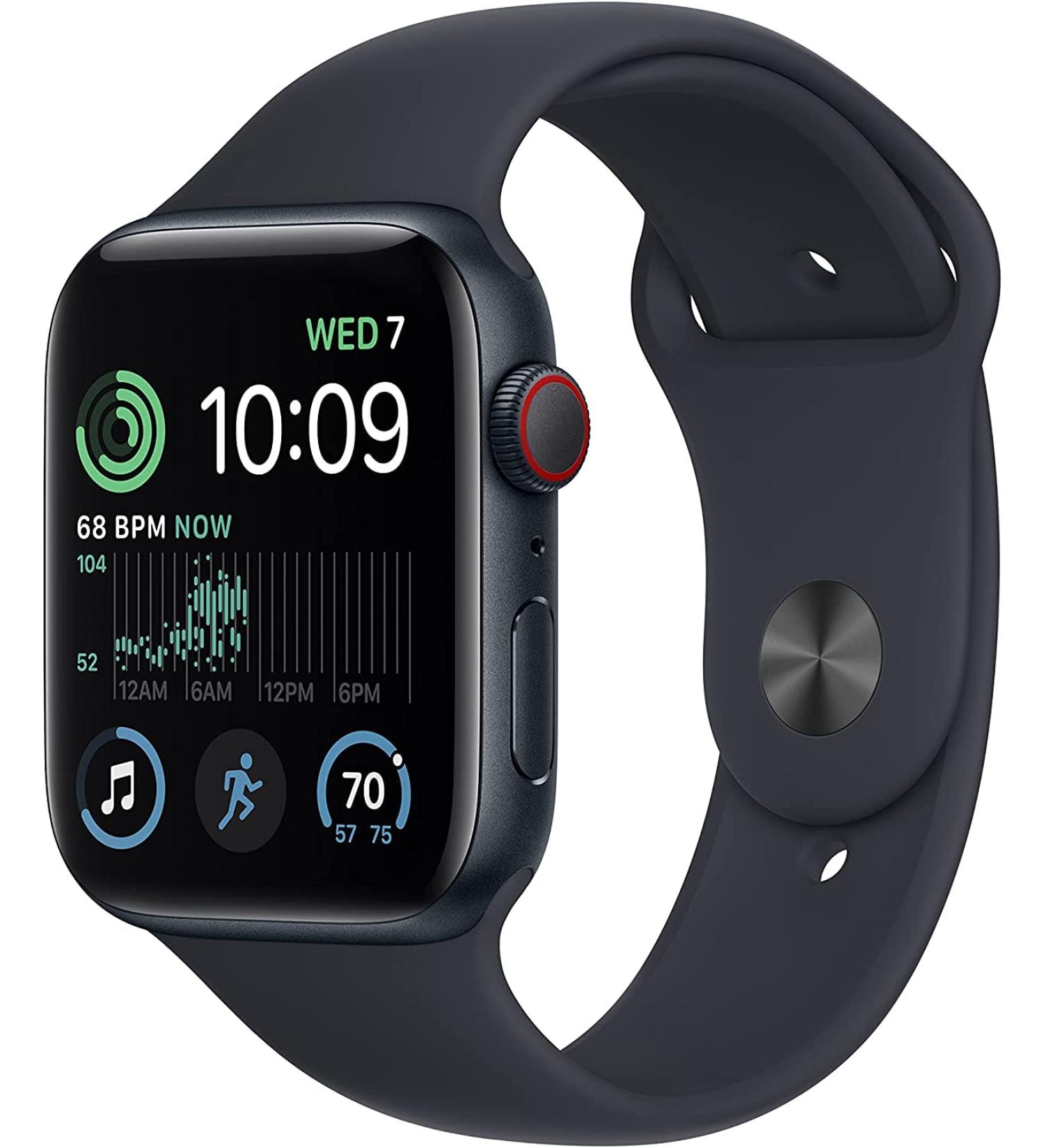Apple Watch SE (2nd Gen) GPS + Cellular 44mm Midnight Aluminum Case, Midnight Sport Band M/L - Renewed - Buy Online on GoSupps.com