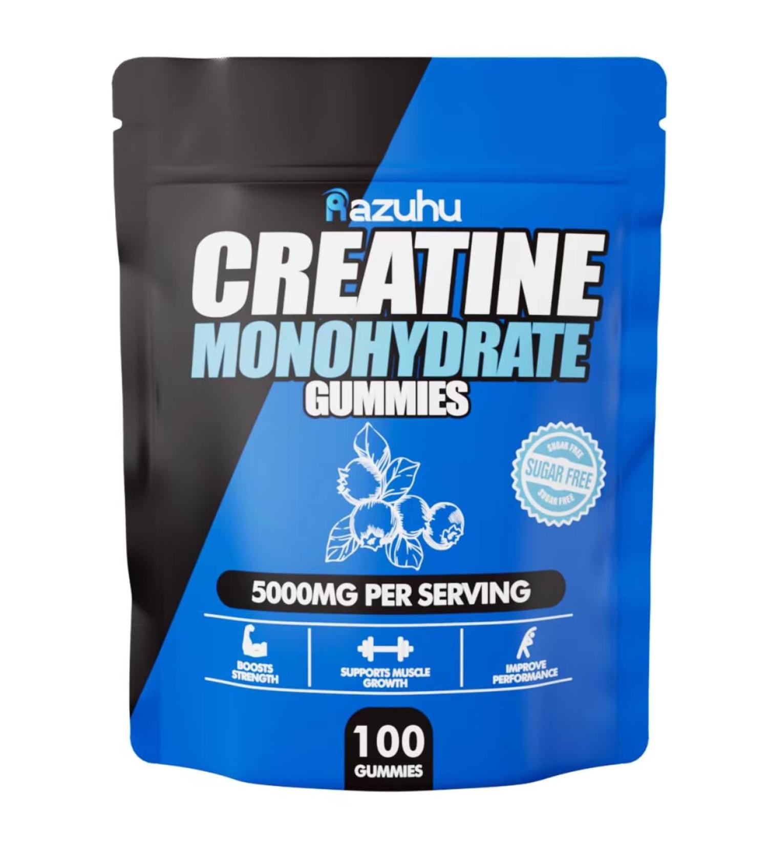 Creatine Monohydrate Gummies for Men & Women 5g of Creatine Monohydrate per Serving-Blueberry(100 Count)