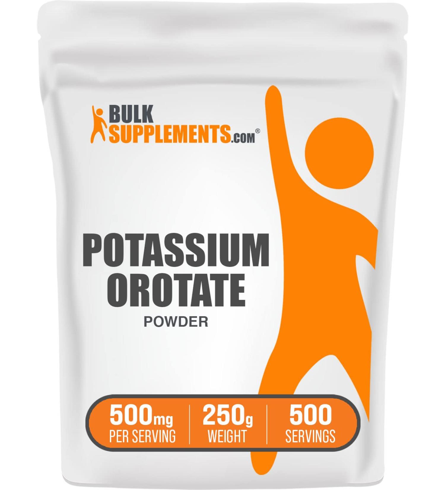 Potassium Orotate Powder - 500mg Serving - 250g (8.8 oz) - Potassium Supplement Salt - BulkSupplements.com - Buy Online on GoSupps.com