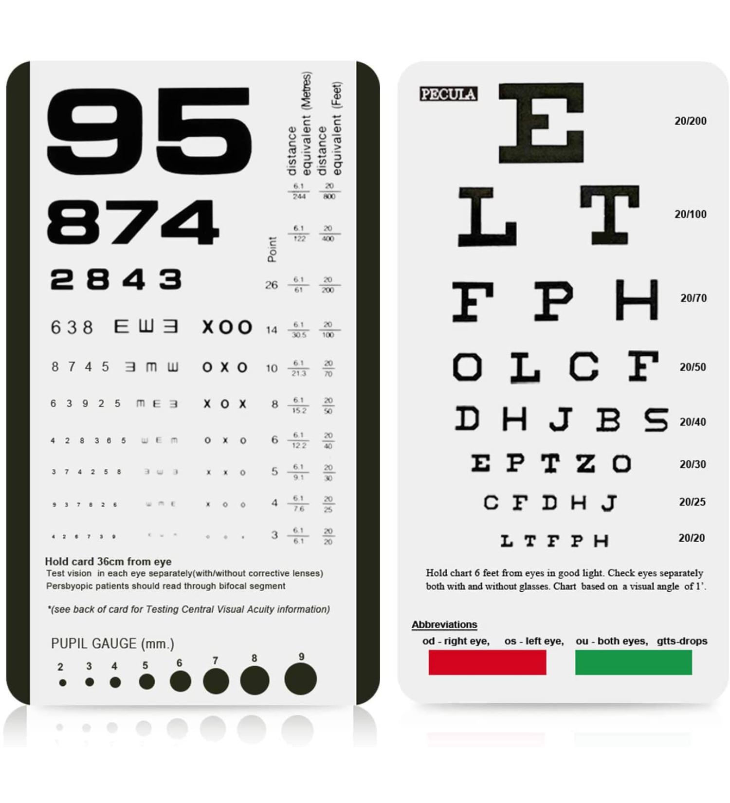 Pocket Eye Chart Set - Snellen & Rosenbaum (2 in 1) - 42.00 x 78.00 - Vision Test Tool - Buy Online on GoSupps.com
