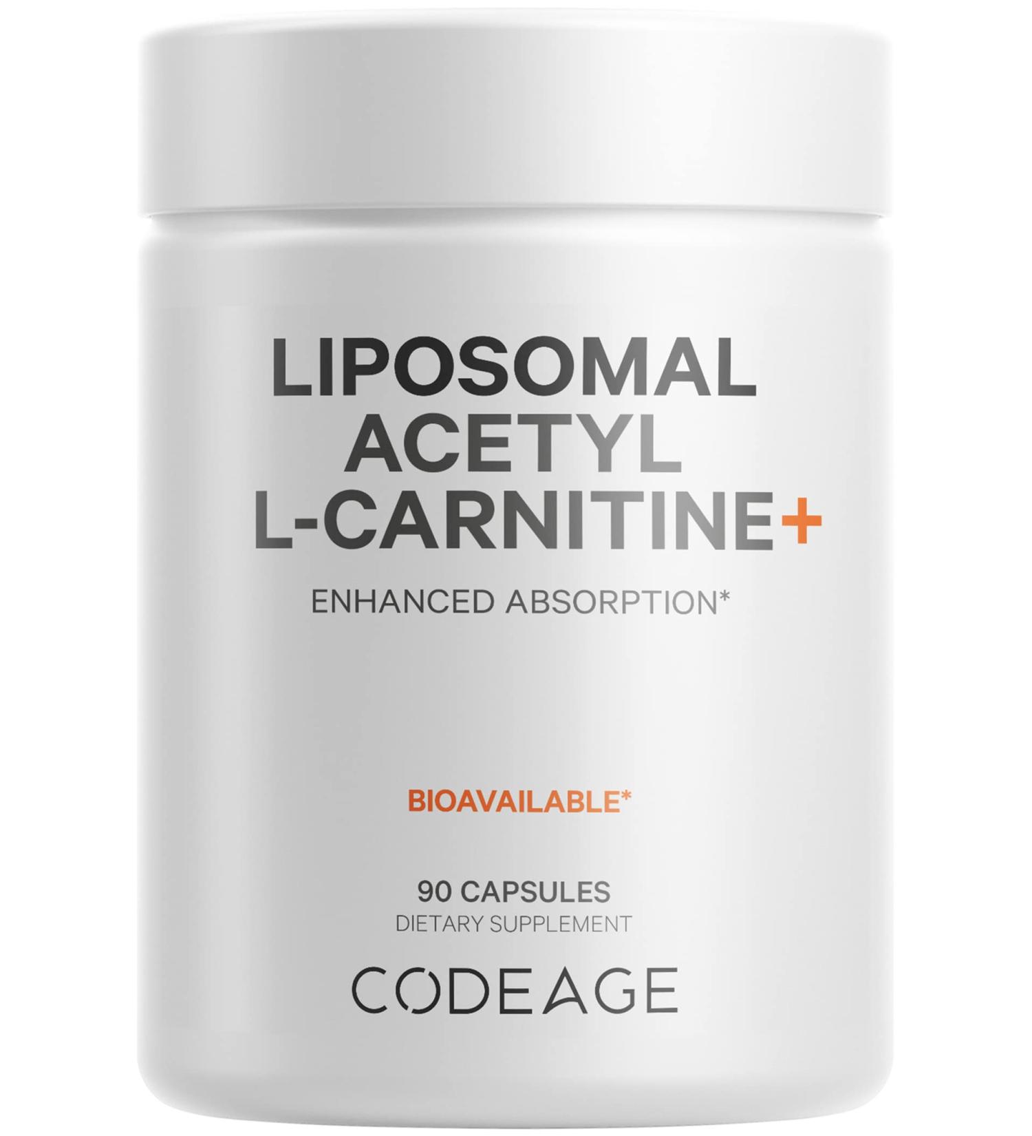 Codeage Liposomal Acetyl-L-Carnitine 500mg - 3-Month Supply for Energy & Brain Support - Buy Online on GoSupps.com