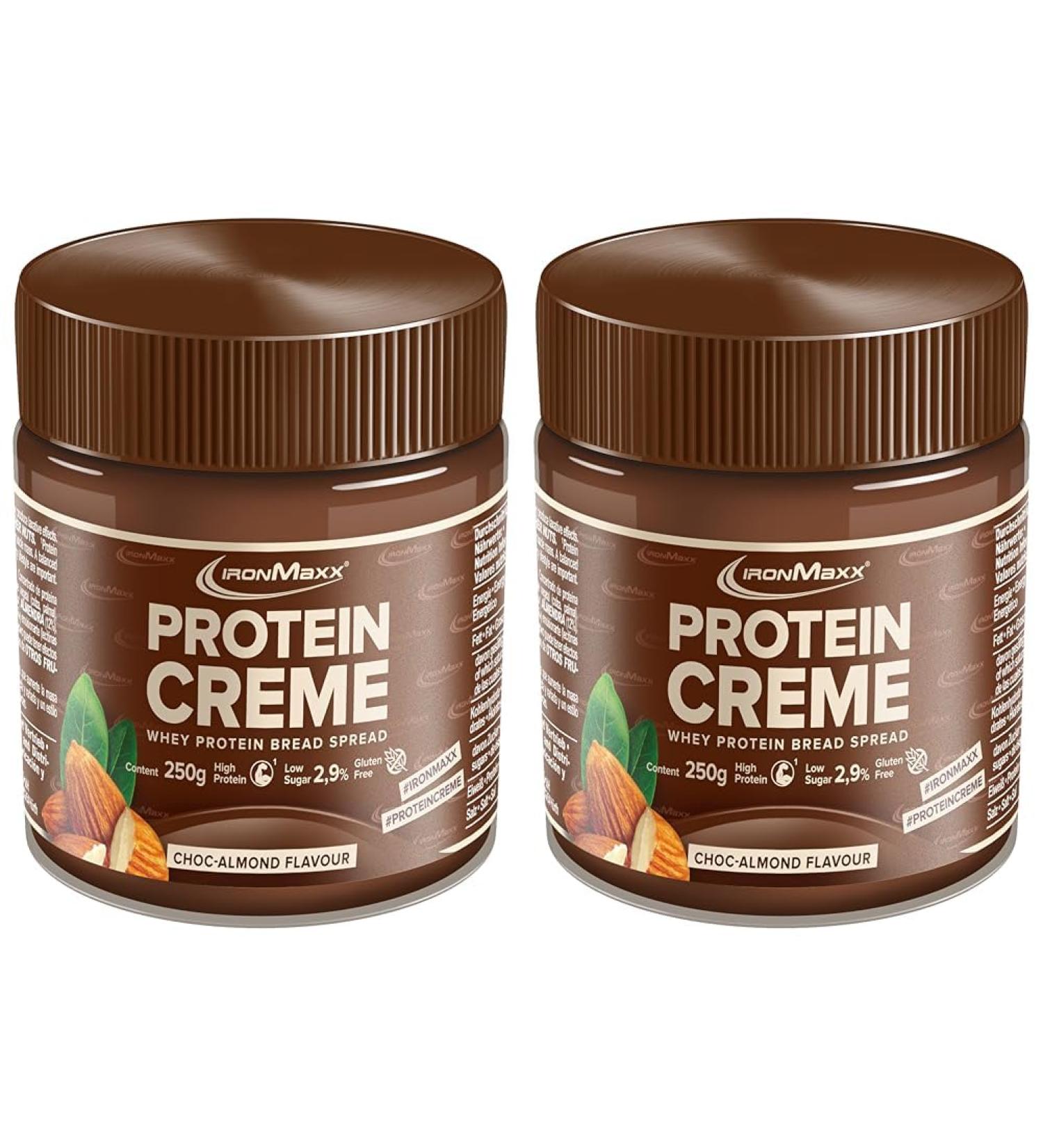 Ironmaxx Protein Creme - Choc Almond 250G | Low Carb Low Sugar High Protein Bread Spread | Healthy Diet Snack (Pack of 2) - Buy Online on GoSupps.com