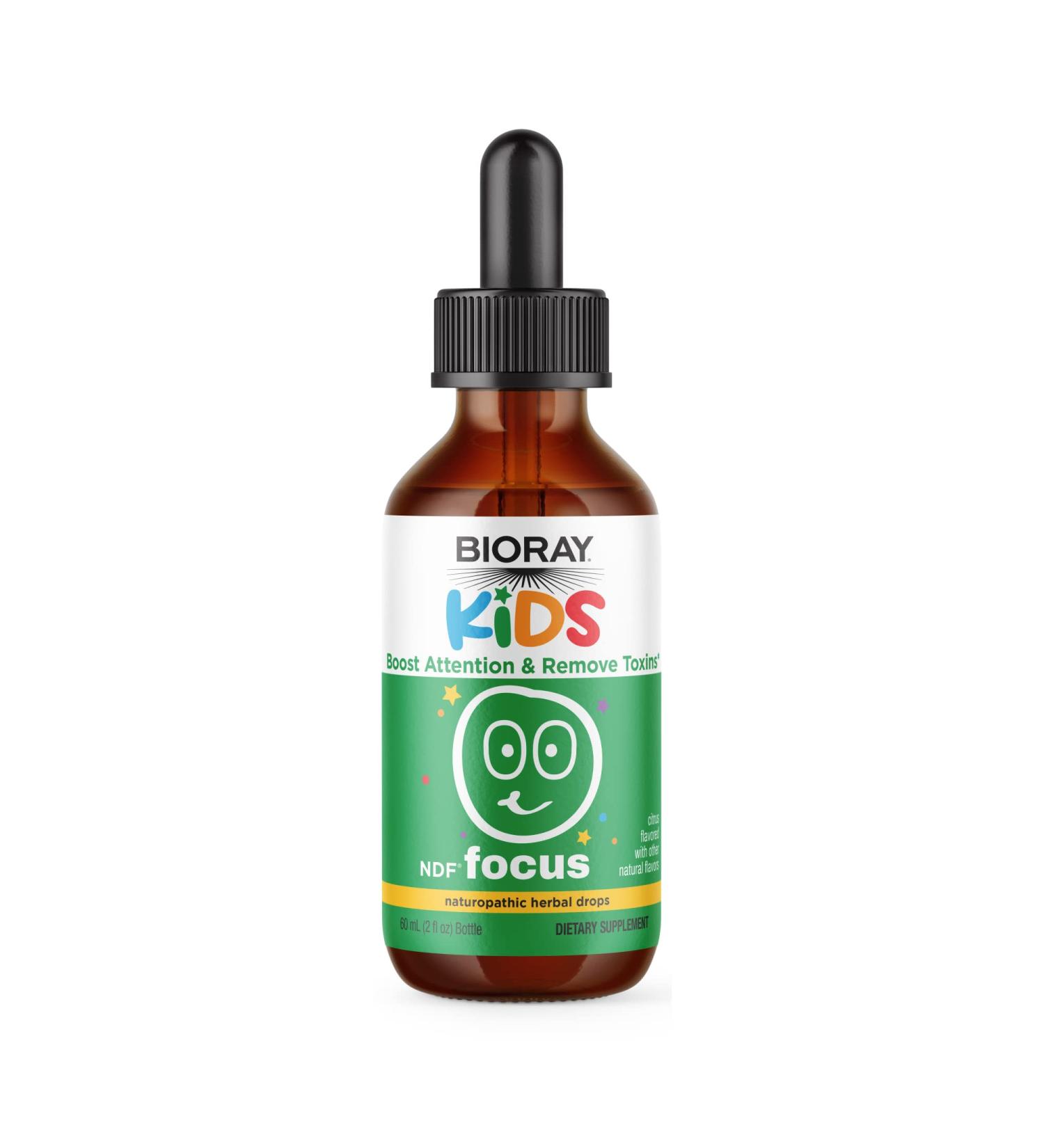 BIORAY Kids NDF Focus Citrus - 2 fl oz - Supports Cognitive Function Enhances Clarity & Promotes Steady Energy Levels - Non-GMO Vegetarian Gluten Free - 1-2 Month Supply 2 Fl Oz (Pack of 1)