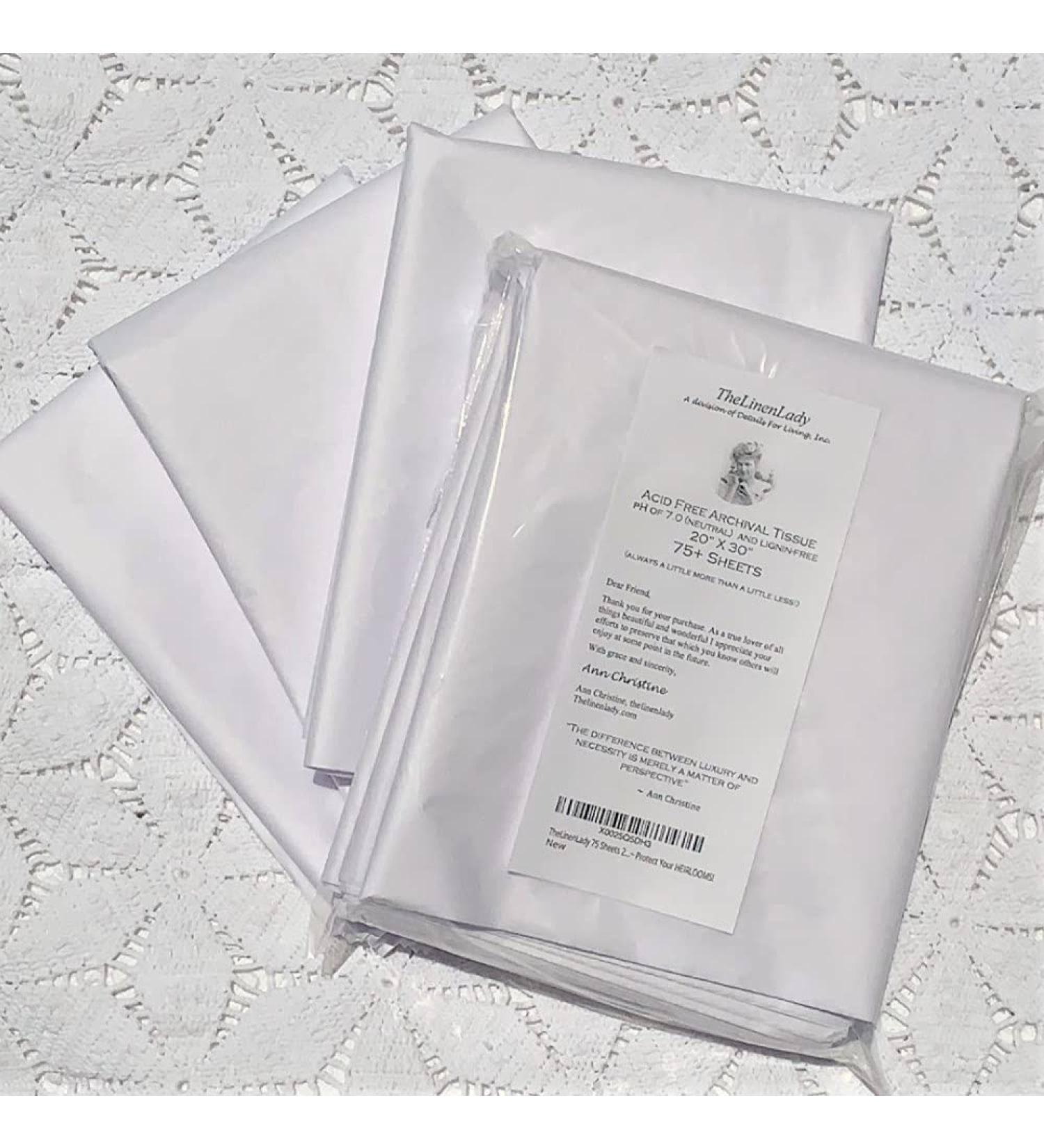 TheLinenLady 75 Sheets 20x30 Acid Free Archival Tissue Paper Lignin Free  Protect Your HEIRLOOMS!