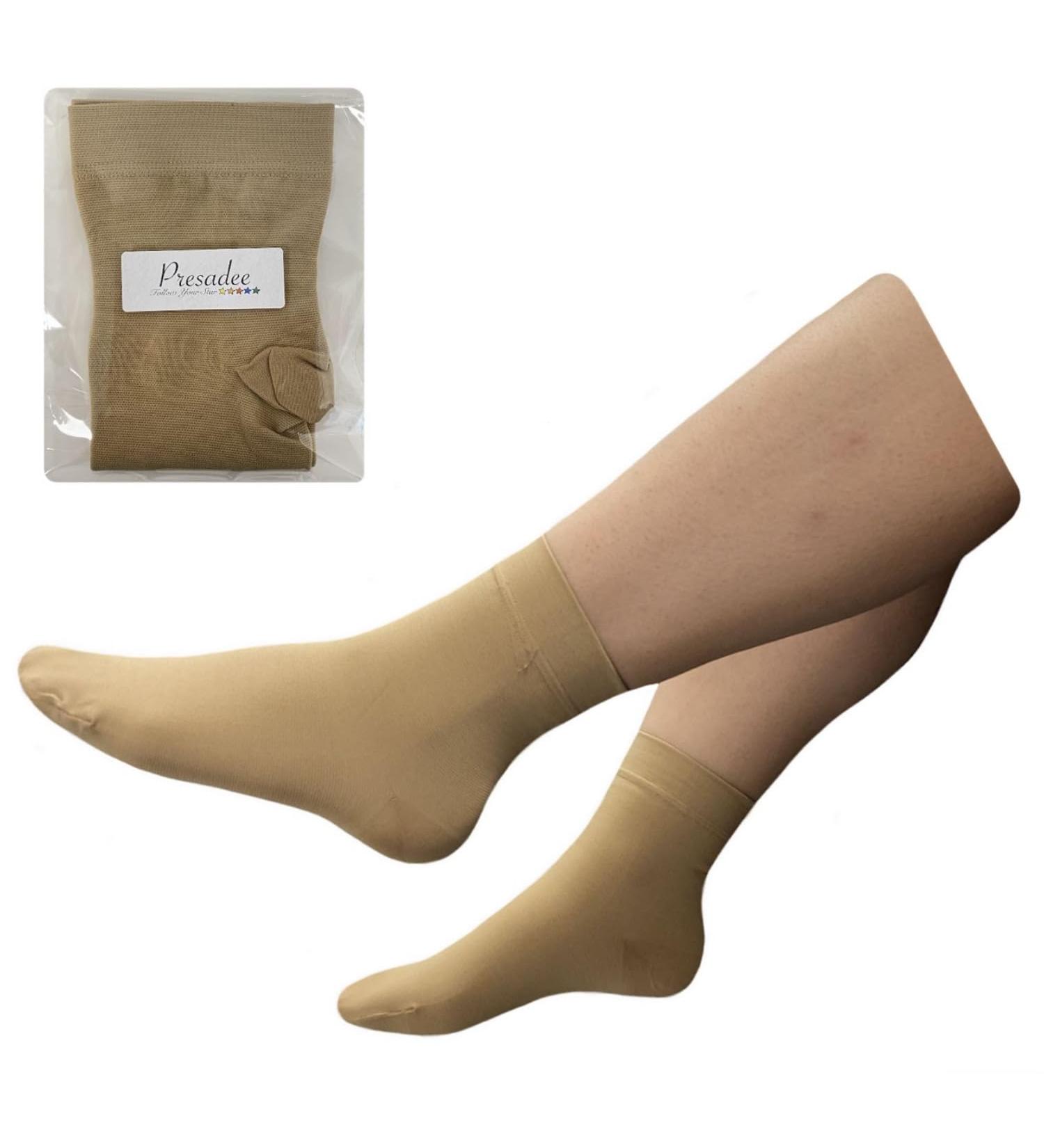 Closed Toe 15-20 mmHg Moderate Compression Sock Sleeve for Foot Leg & Ankle - Beige S/M | International Shipping Available - Buy Online on GoSupps.com