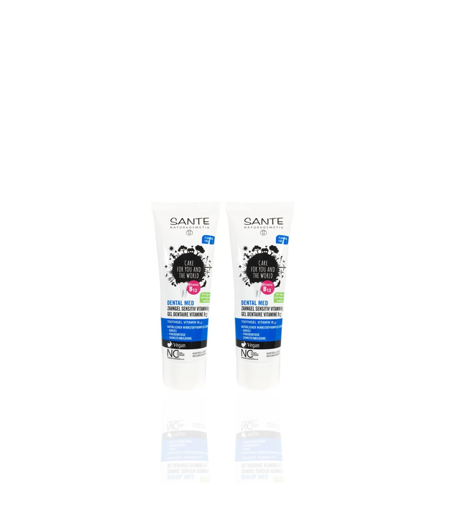 SANTE Toothpaste Vitamin B12 - Vegan Fluoride-Free Organic Toothpaste (2 x 75ml) | Minty-Sweet Natural Cosmetics - Buy Online on GoSupps.com