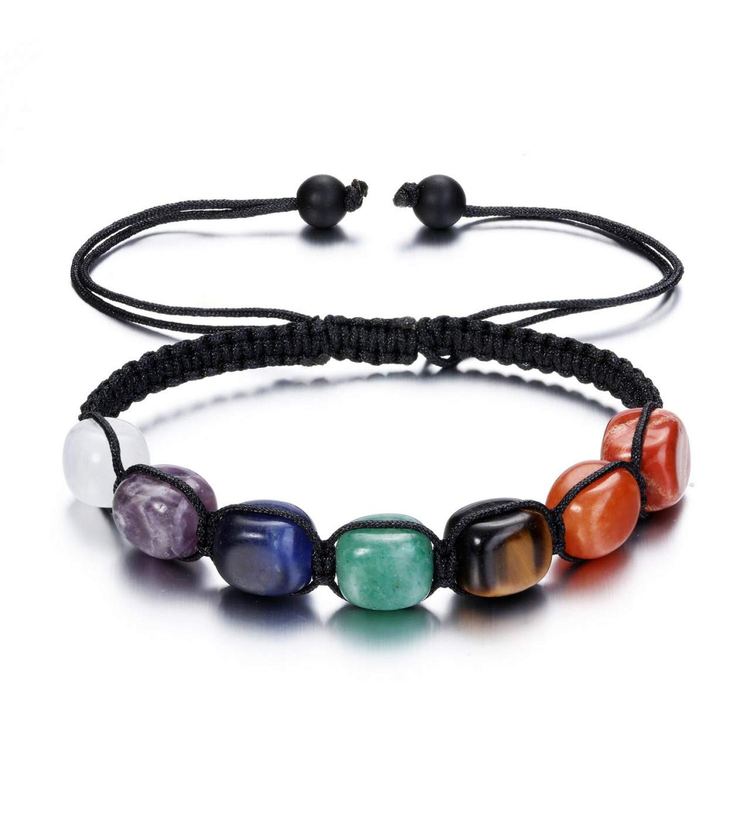 Go 7 Chakra Bracelet - Natural Gemstone Yoga Bracelet for Healing & Energy Therapy | Reiki Lucky Stones for Men & Women - Buy Online on GoSupps.com
