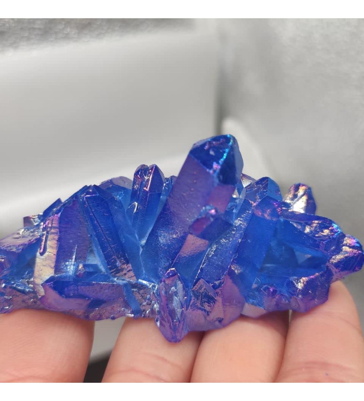 1pcs Crystal Cluster Specimen Blue Angel Aura Flower Natural Electroplating Gemstone Quartz Cluster (Size : 80-100) - Buy Online on GoSupps.com