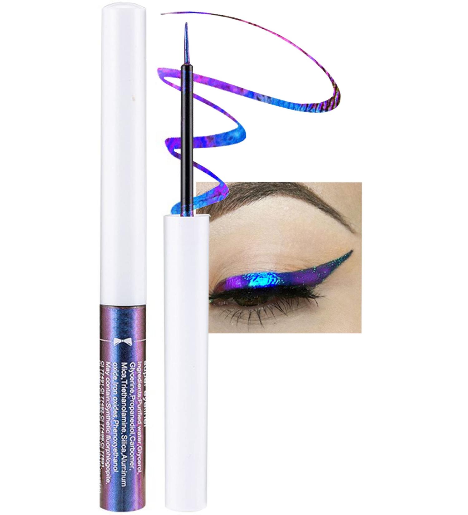 Chameleon Glitter Eyeliner Liquid - Blue Purple Metallic Satin - High-Pigmented Color - Multi-Reflective Finish - Smudge-proof Longwear - Ultra-Fine Tip Eyeliner - Eye Makeup - Buy Online on GoSupps.com