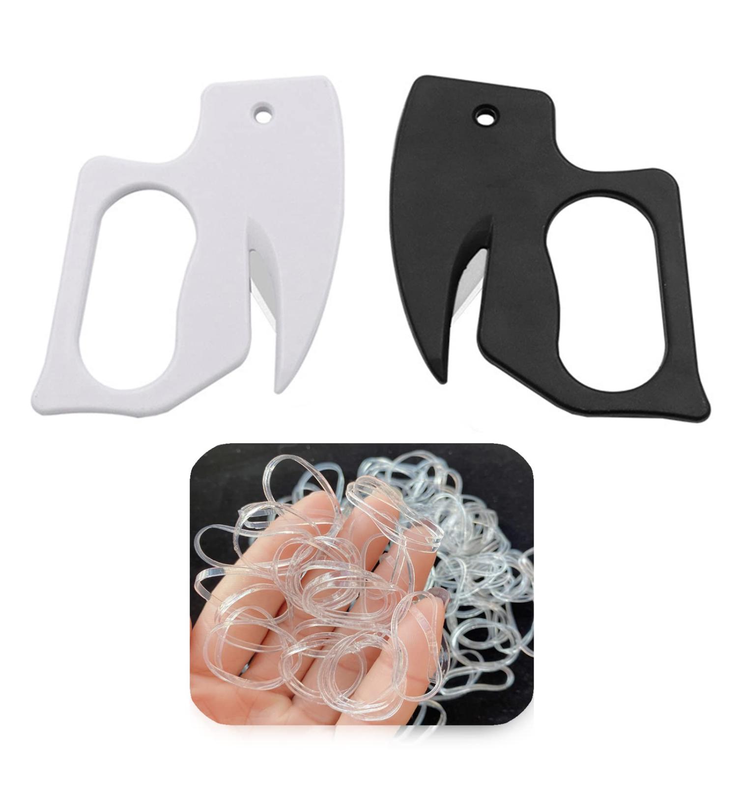 Elastic Hair Tie Cutter for Kids - 2pc Hair Tie Remover Tool with 50pc Clear Rubber Bands - Buy Online on GoSupps.com