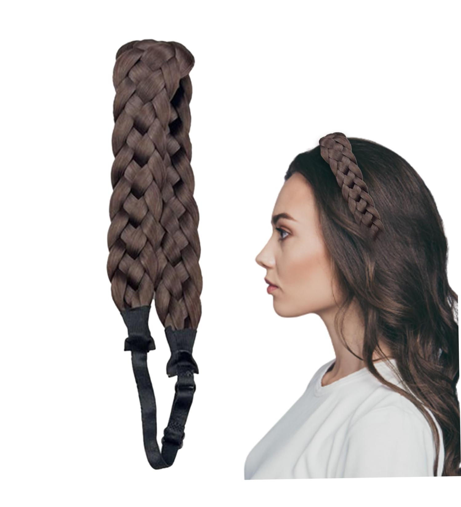 Braid Headband 5 Strands Synthetic Hair Braided Headband Chunky & Wide Plaited Braid Hair Band Adjustable Elastic Stretch Hairpiece for Girls (Style 3) - Buy Online on GoSupps.com