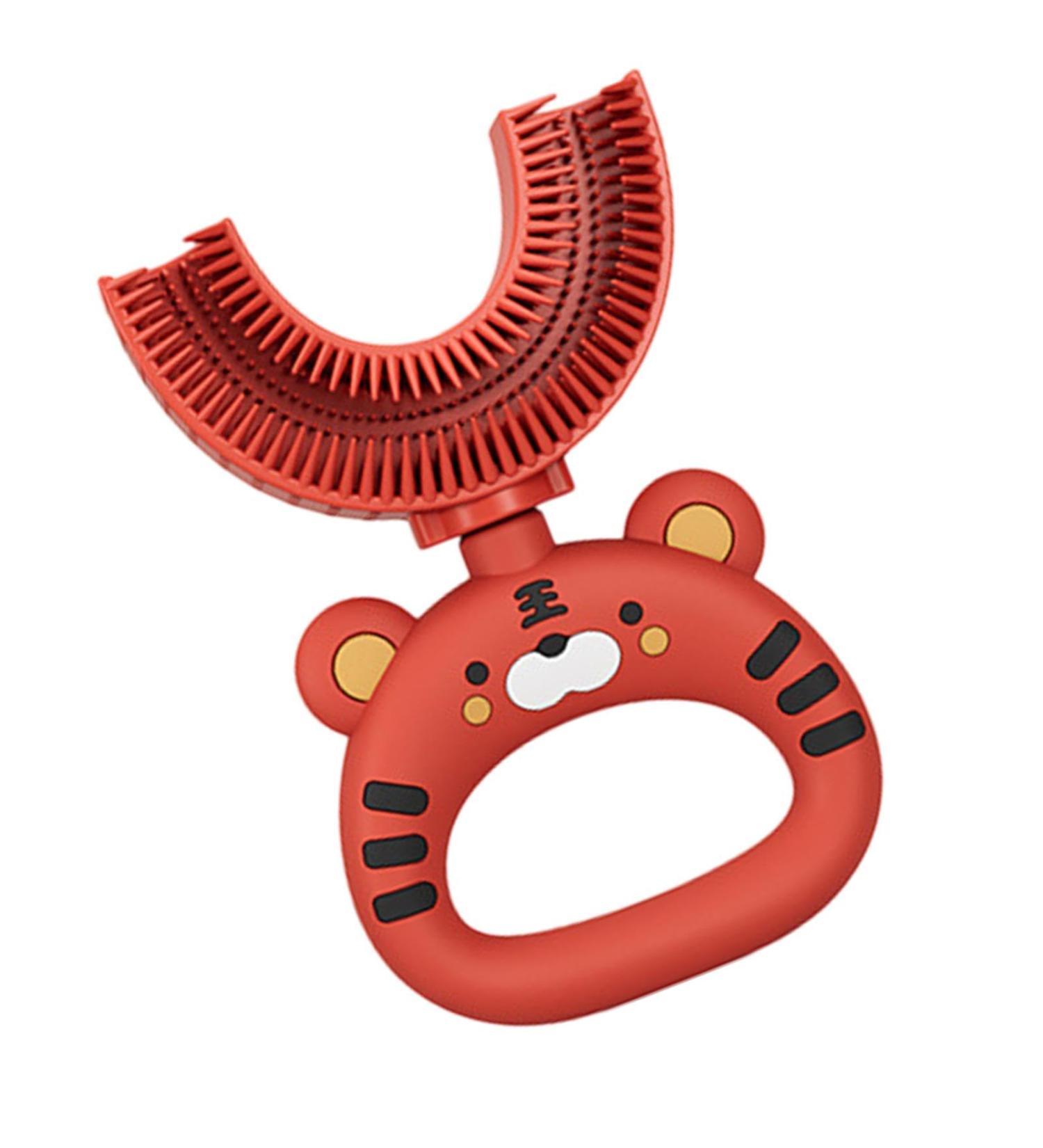 Zceplem U-Shaped Children's Toothbrush - Soft Silicone Cartoon Tiger Design for Full Mouth Cleaning | Extra Soft & Safe for Kids | Optimal Training & Manual Brushing - Buy Online on GoSupps.com