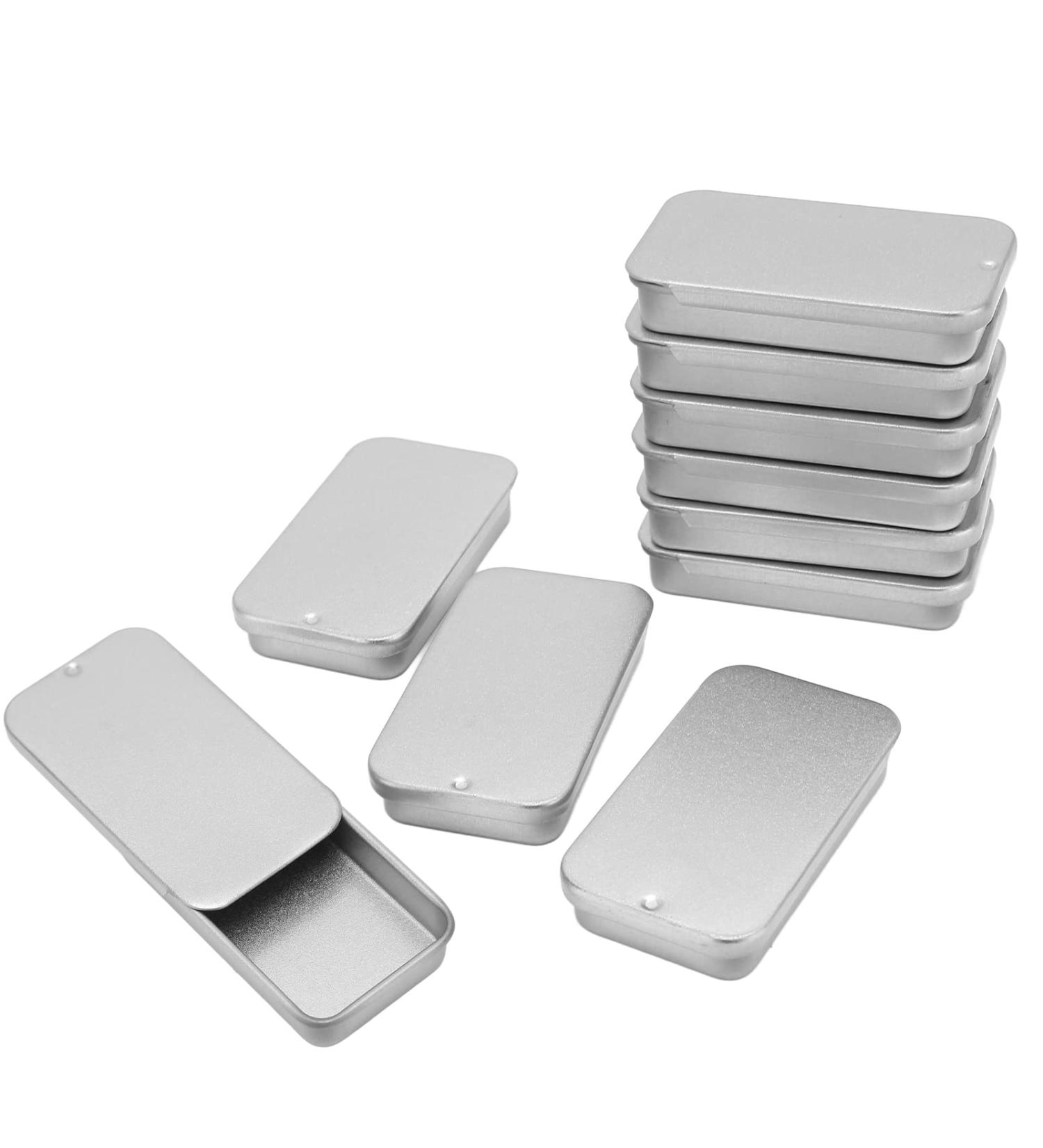 10 Pack Empty Sliding Cover Tins | Portable Silver Storage Can for Lip Balm Solid Perfume Gifts & Favors - Buy Online on GoSupps.com