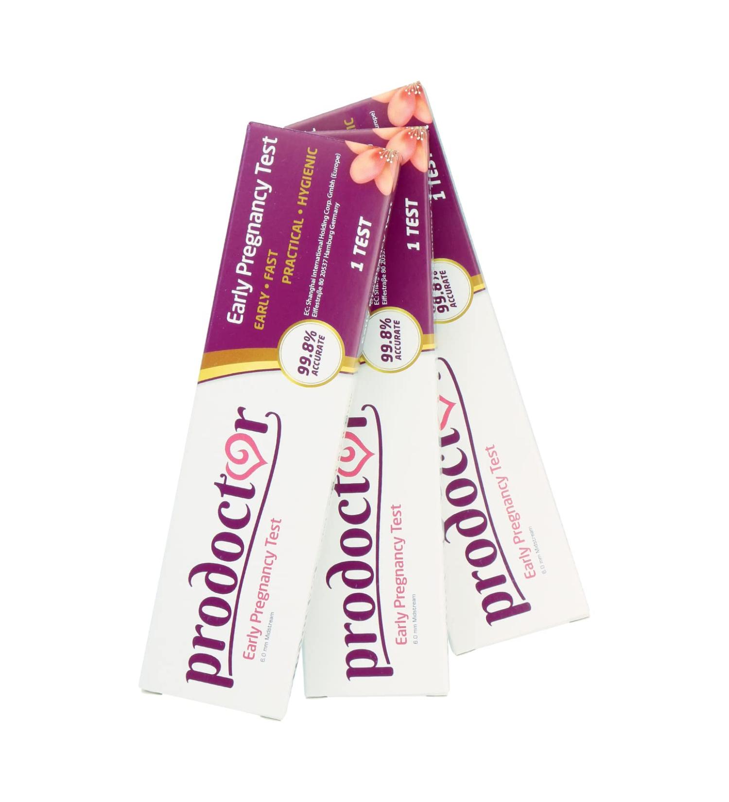 Prodoctor Early Pregnancy Tests Pack of 3 - Home Kit One Step Tests - 99.8% Accuracy - Super Sensitive - Same Day Results - Buy Online on GoSupps.com