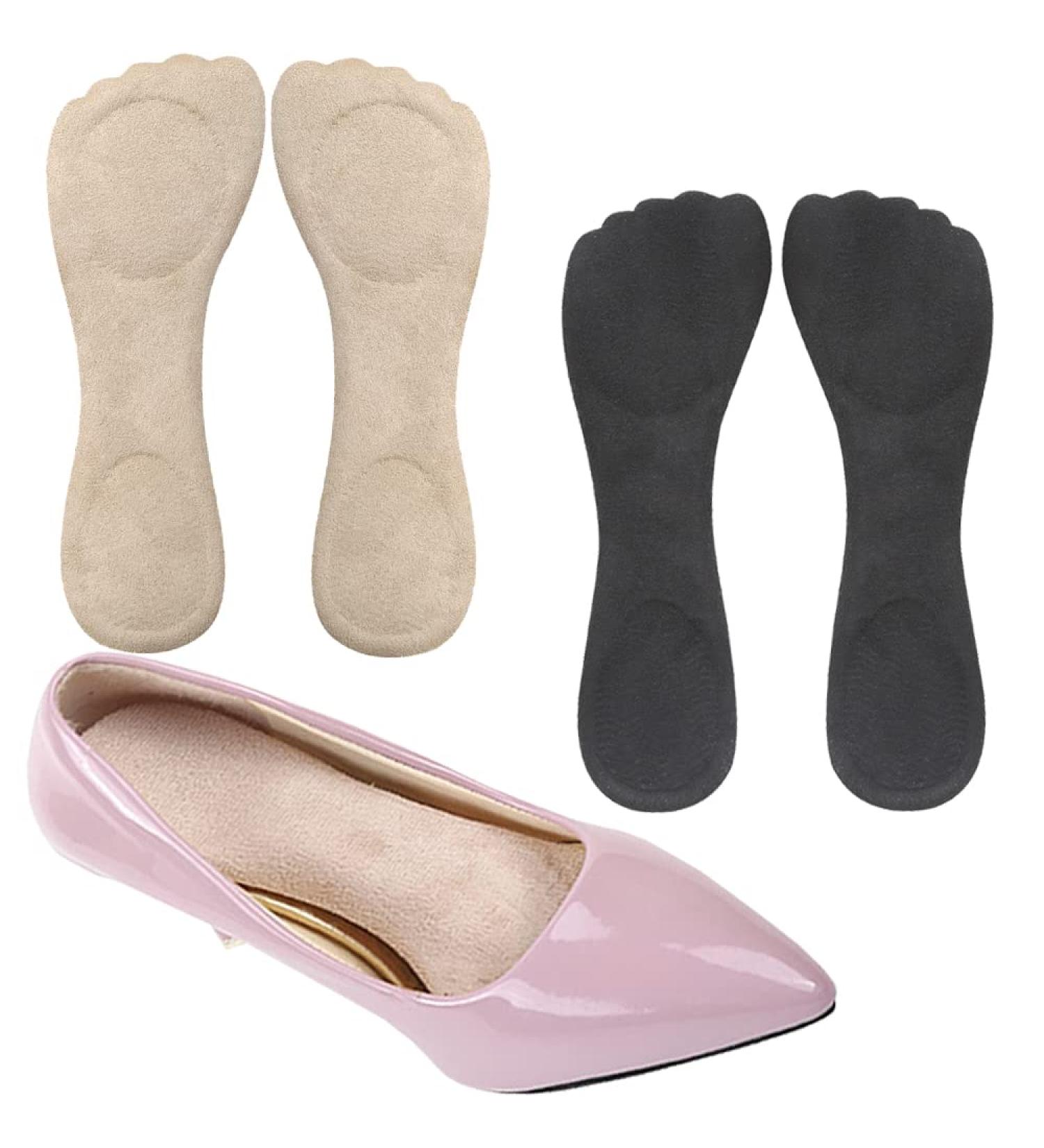 High Heel Inserts for Women - Velvety Cushioning Insoles Anti-Slip Gel Cushion for Pain Relief 2 Pairs in Beige & Black Size for Dress Shoes 5-8 US - Buy Online on GoSupps.com