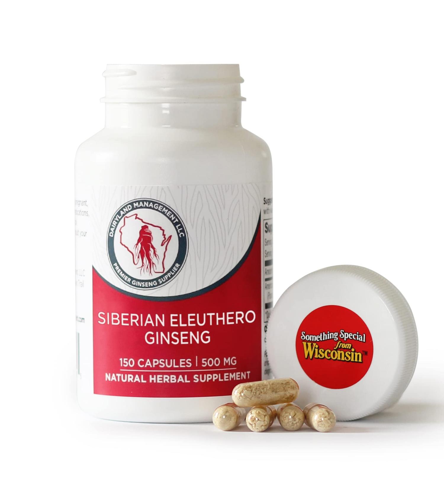 Dairyland Ginseng - Siberian Eleuthero Root Capsules - 150 ct - Authentic Siberian Ginseng - Utilize as Part of Your Daily Herbal Supplement Routine - Gluten Free & Non-GMO - Buy Online on GoSupps.com