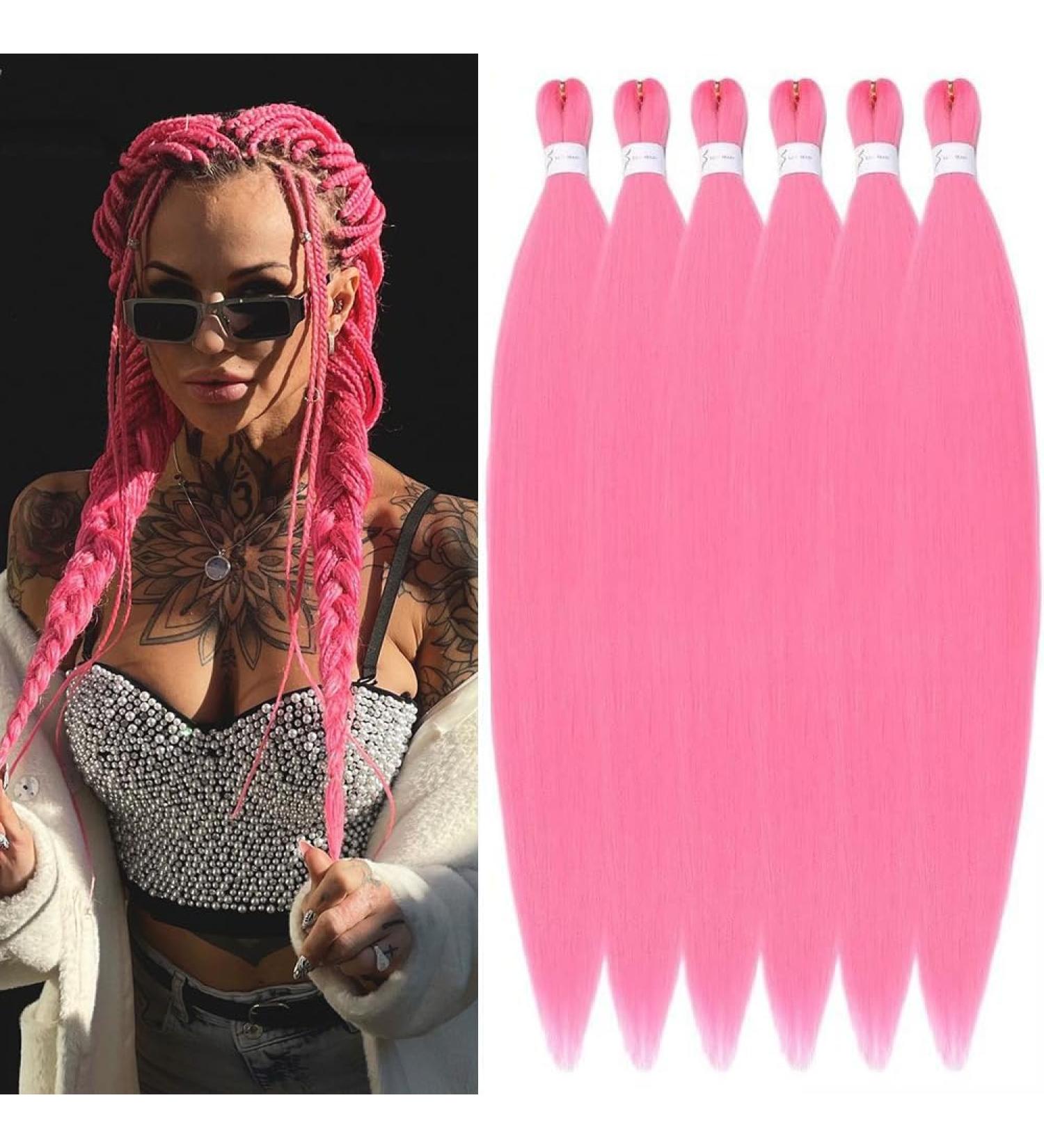 YDDM 20 Inch Pre-Stretched Pink Braiding Hair Extensions - 6 Packs Jumbo Braids for Art Hair Styles - Buy Online on GoSupps.com