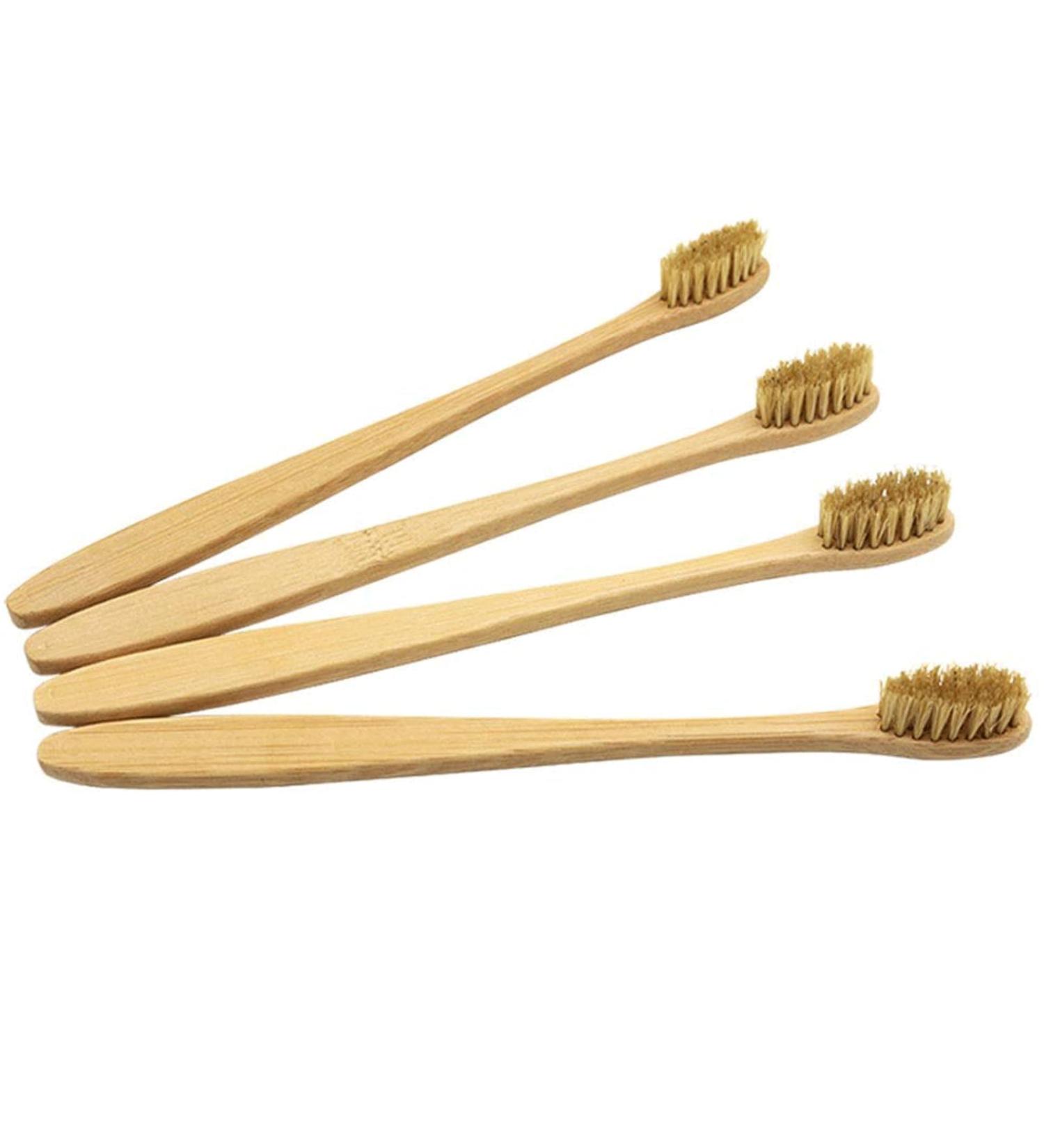 Eco-Friendly Biodegradable Toothbrush Set - Hard Bristles 4 Pack Sustainable Bathroom Essentials - Buy Online on GoSupps.com