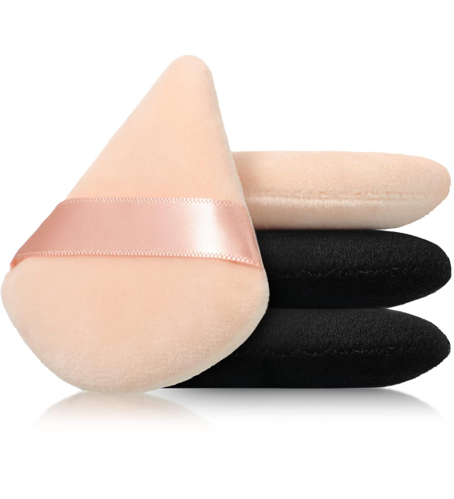 Triangle Makeup Sponge Set - 4 Pcs Cosmetics Face Powder Puff for Foundation - Soft Velvet Body Cushion Pads in Black Nude - Buy Online on GoSupps.com