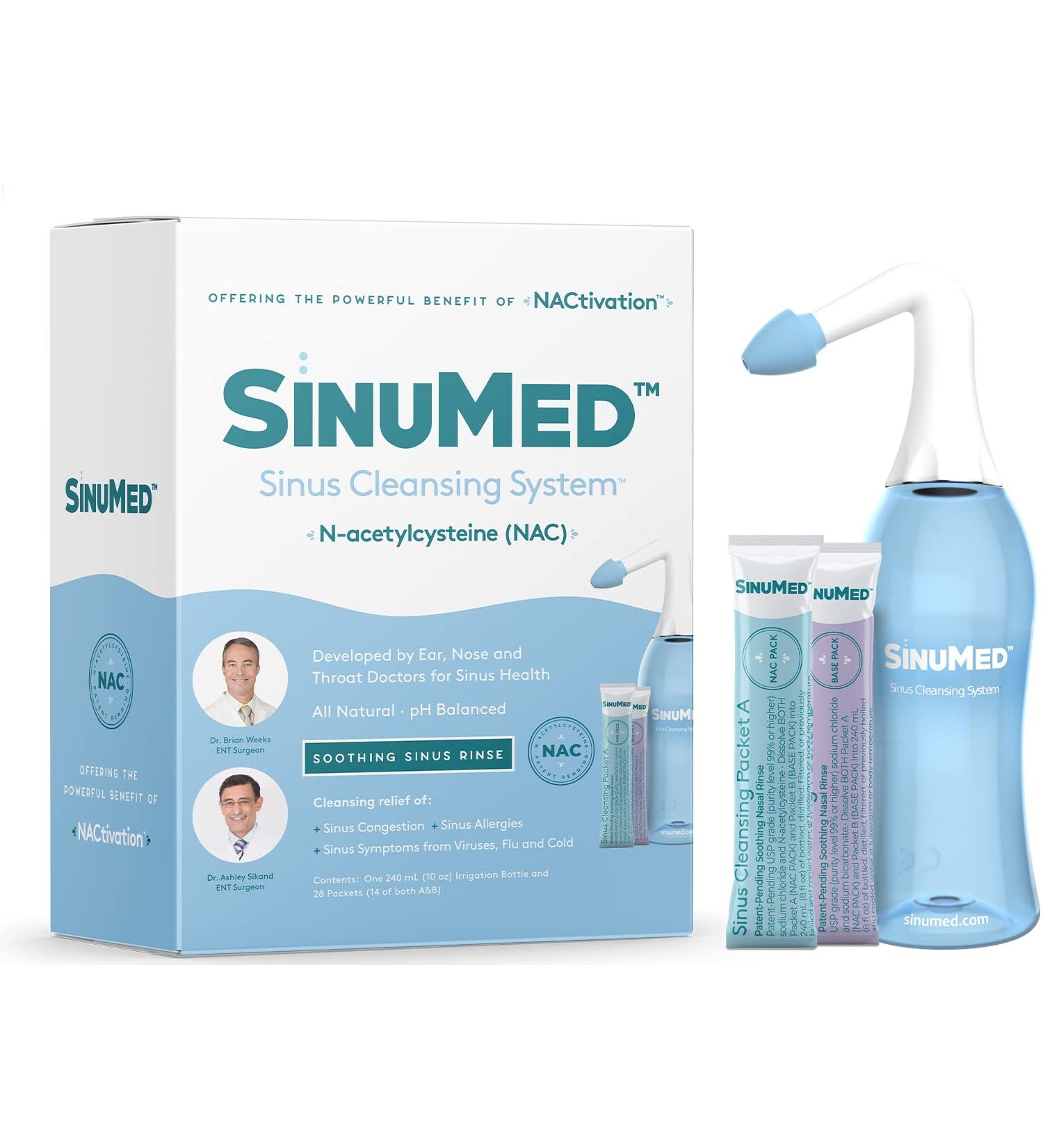 Sinus Cleansing System - Natural Relief for Sinus Congestion & Allergies | 14 Day Supply | Patent-Pending N-Acetylcysteine - 28 Packets - Buy Online on GoSupps.com