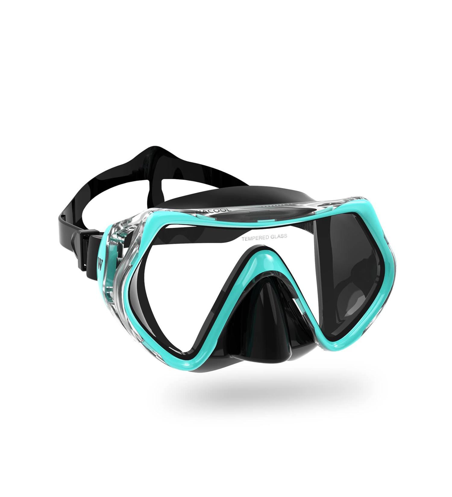 WACOOL Anti-Fog Coated Glass Snorkeling Diving Mask - Malachite Green | Adults, Teens, Kids - Buy Online on GoSupps.com