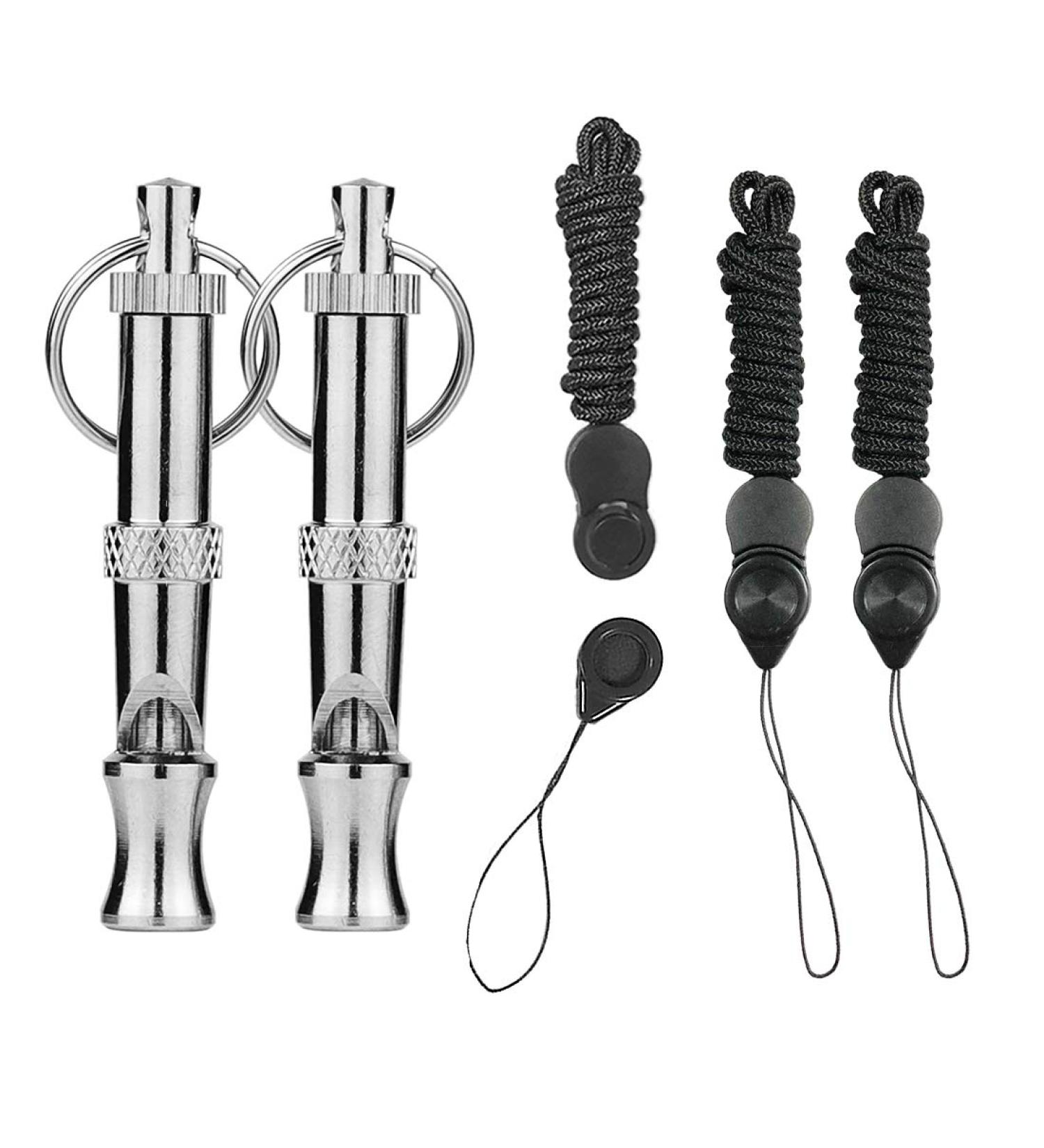 Professional Dog Whistles - Hongecb 2-Piece Stainless Steel Set | Adjustable Pitch Frequency Lock for Effective Dog Training - Buy Online on GoSupps.com