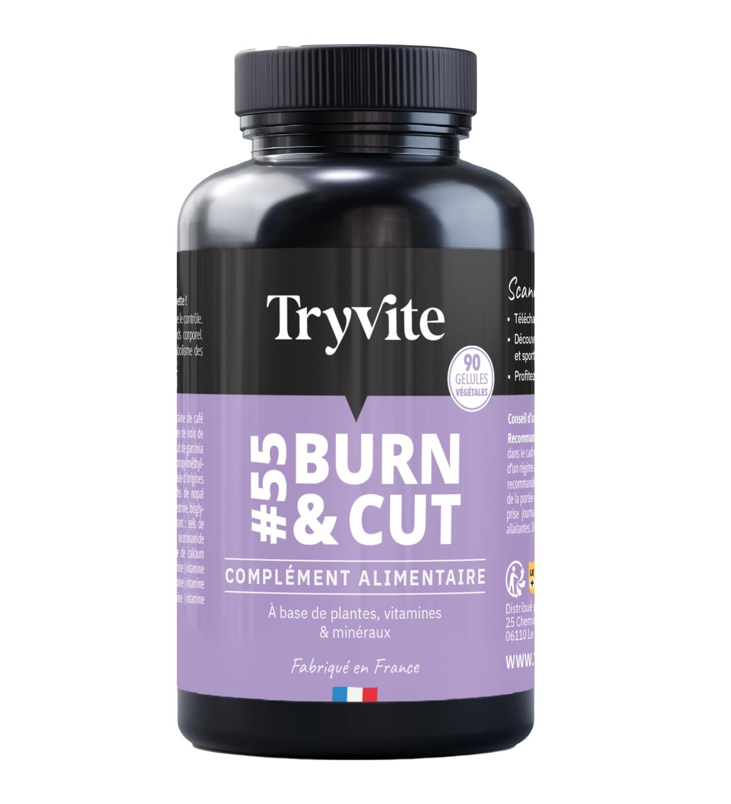 Powerful Fat Burner | Powerful and Effective Hunger Suppress| Weight Loss Support | Men & Women | TRYVITE Burn & Cut | 90 Capsules | Made in France - Buy Online on GoSupps.com