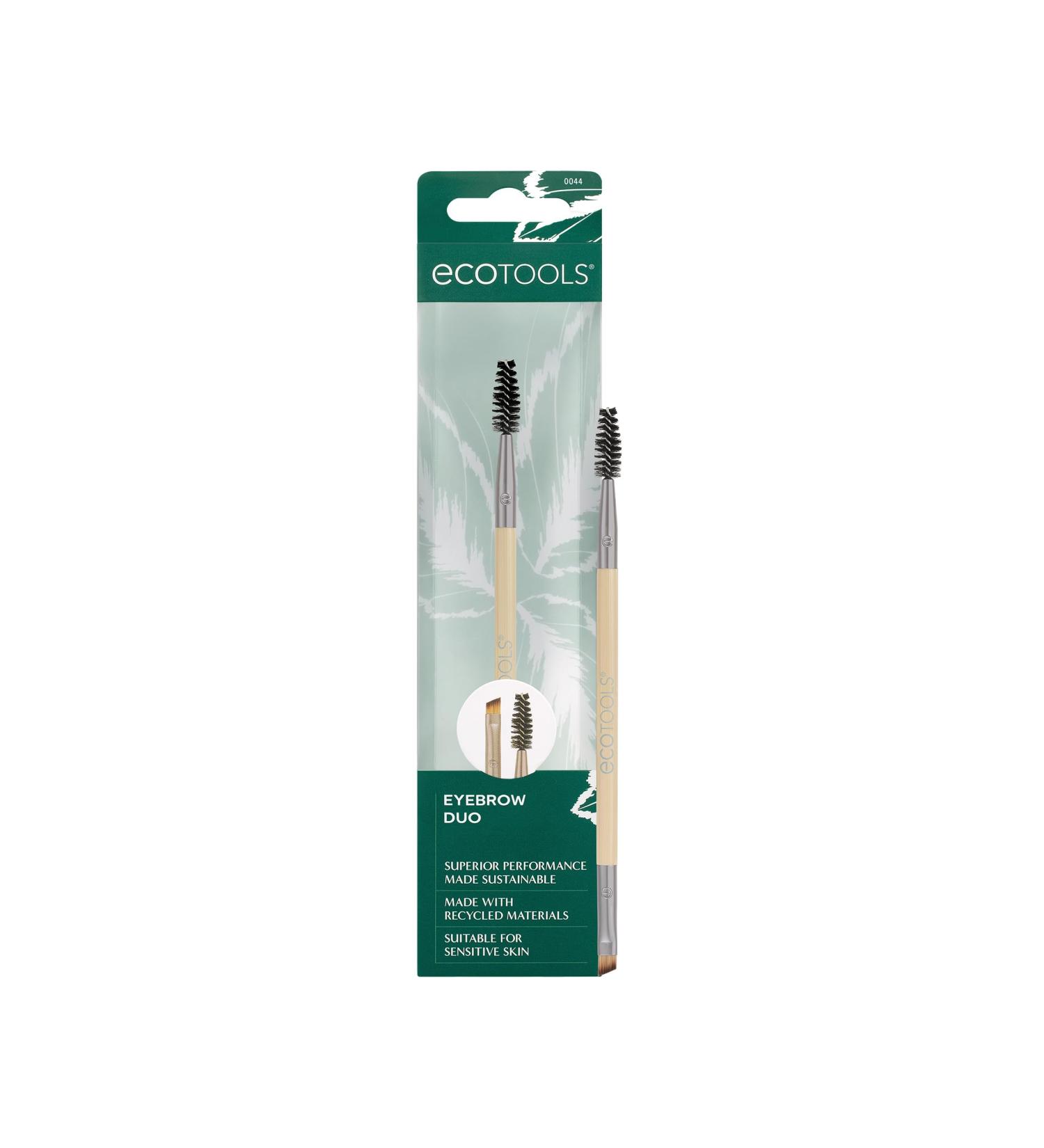 Ecotools Eyebrow Brush Duo - Tame Sculpt & Fill Brows | Eco-Friendly Cruelty-Free Vegan | Dual-Ended Spoolie & Angled Brush - Buy Online on GoSupps.com