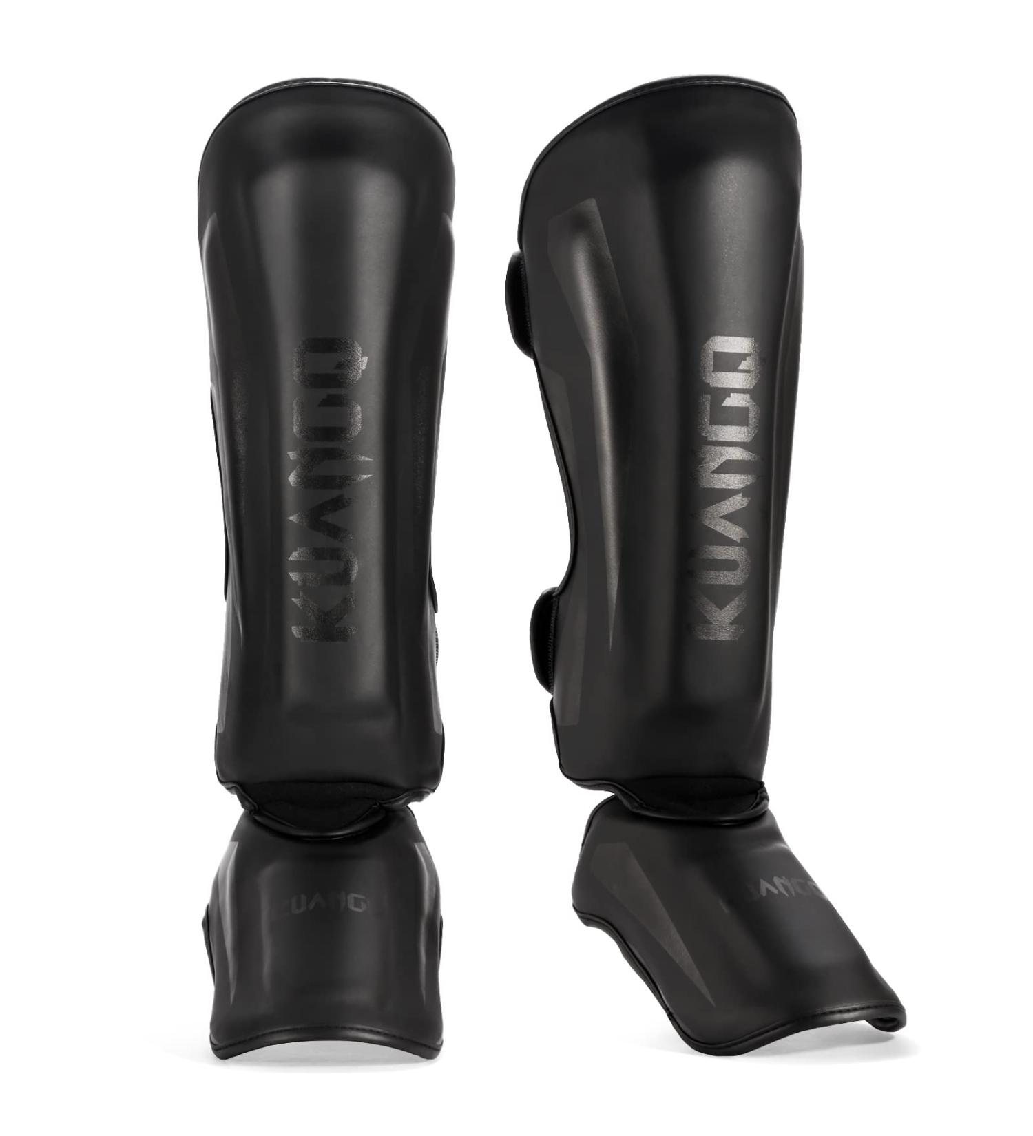 KUANG QUAN Muay Thai Shin Guards - Black Medium | MMA Leg Protection Gear - Buy Online on GoSupps.com