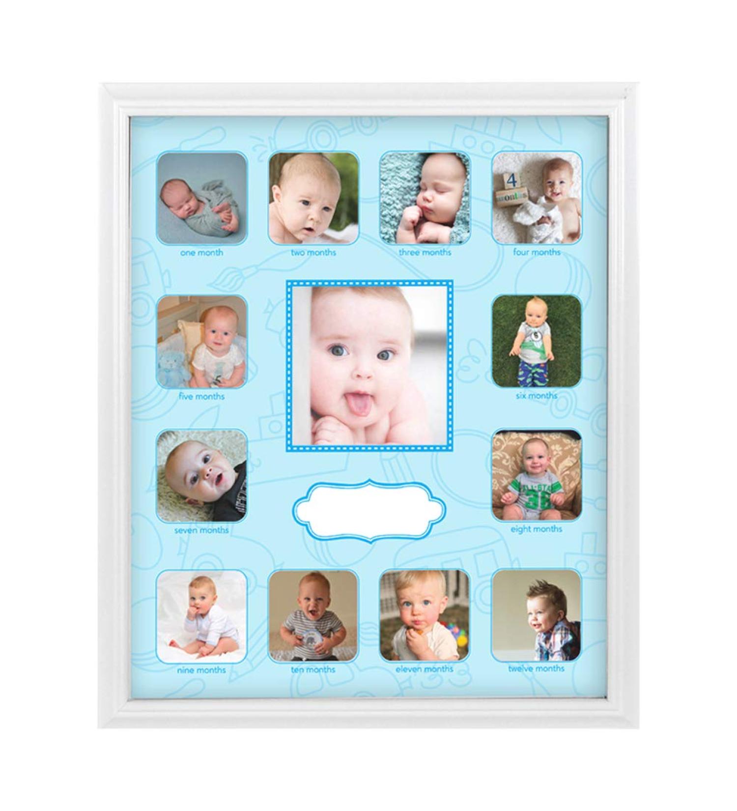 Baby's First Year Collage Frame | 12 Month Picture Frames | Baby Keepsake Photo Frame - Blue - Buy Online on GoSupps.com
