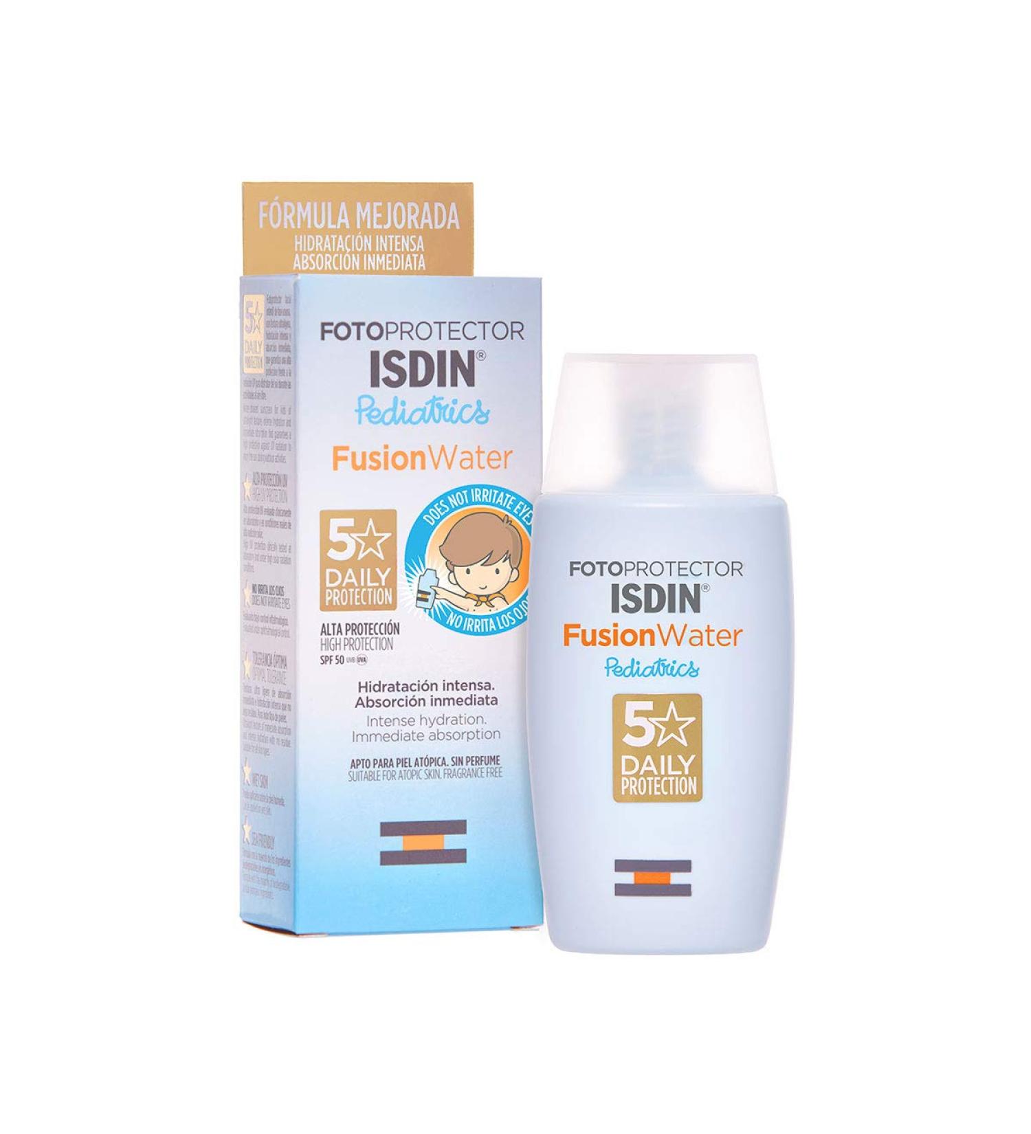 ISDIN Pediatrics Fusion Water SPF 50 50ml - Kids Facial Sun Cream | Gentle & Non-irritating | Ultra-light, Non-sticky Formula | Suitable for All Skin Types - Buy Online on GoSupps.com