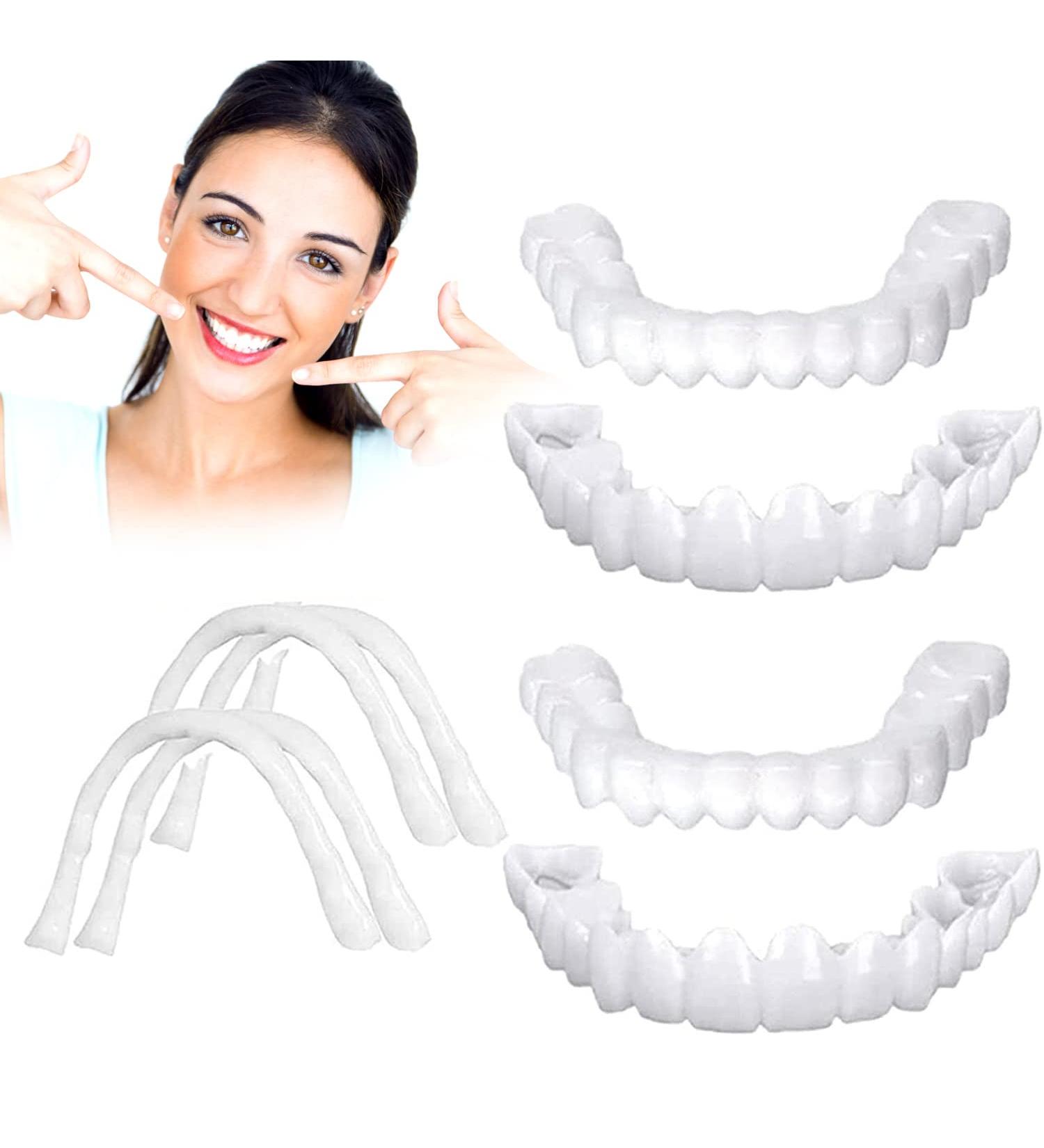 4 Pcs Fake Teeth Dentures for Women and Men - Temporary Dental Veneers for Natural, Comfortable Teeth Restoration, Protecting Your Smile - Buy Online on GoSupps.com