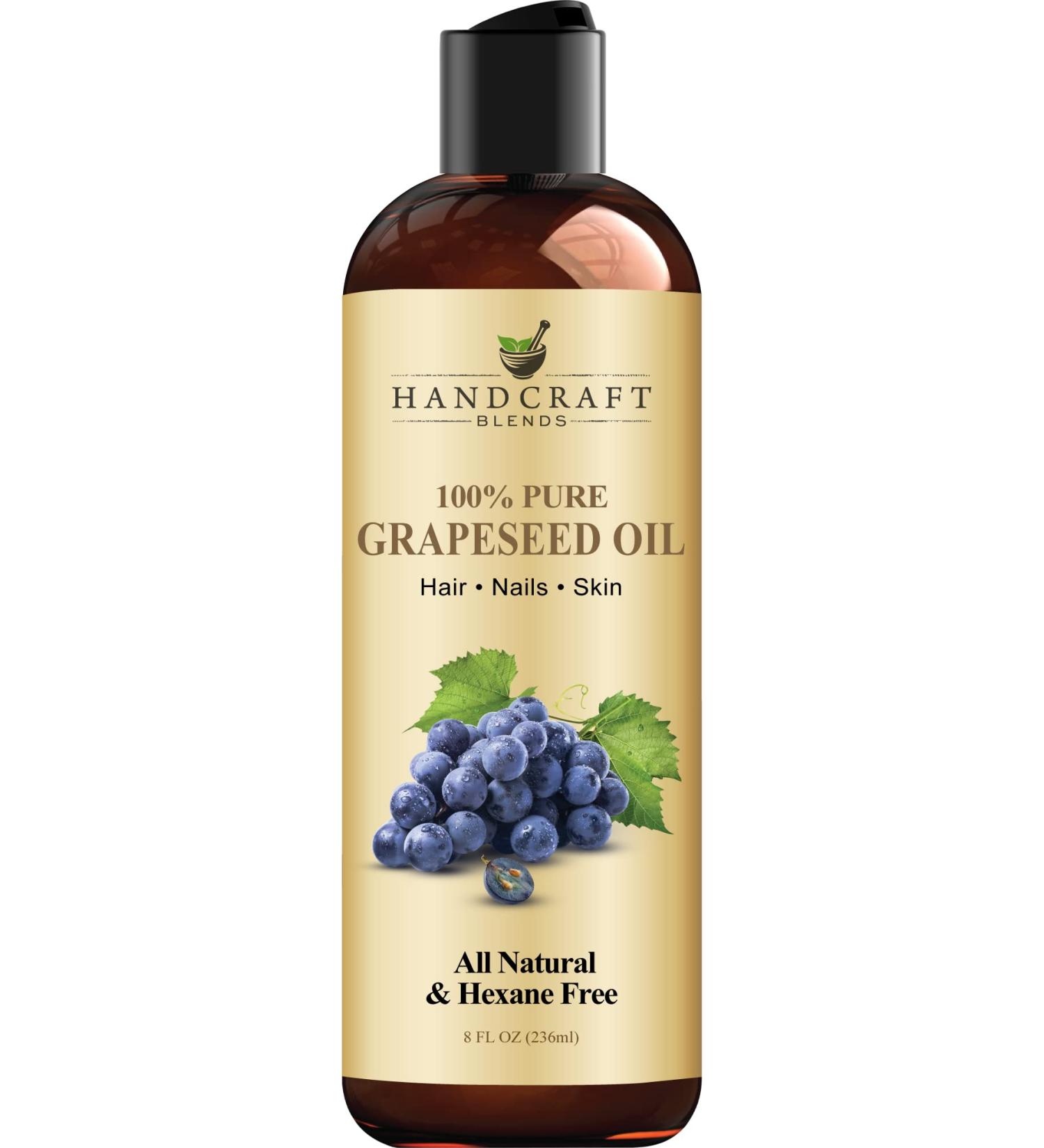 100% Pure Grapeseed Oil - Premium Therapeutic Grade Carrier Oil for Skin and Hair - 236ml (Pack of 1) - Buy Online on GoSupps.com