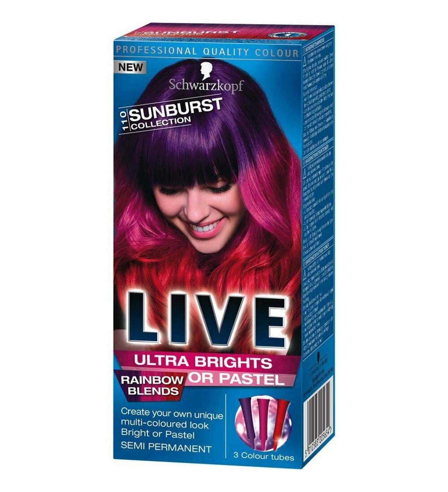 Schwarzkopf LIVE Ultra brights or Pastel Rainbow Blends 110 Sunburst collection.