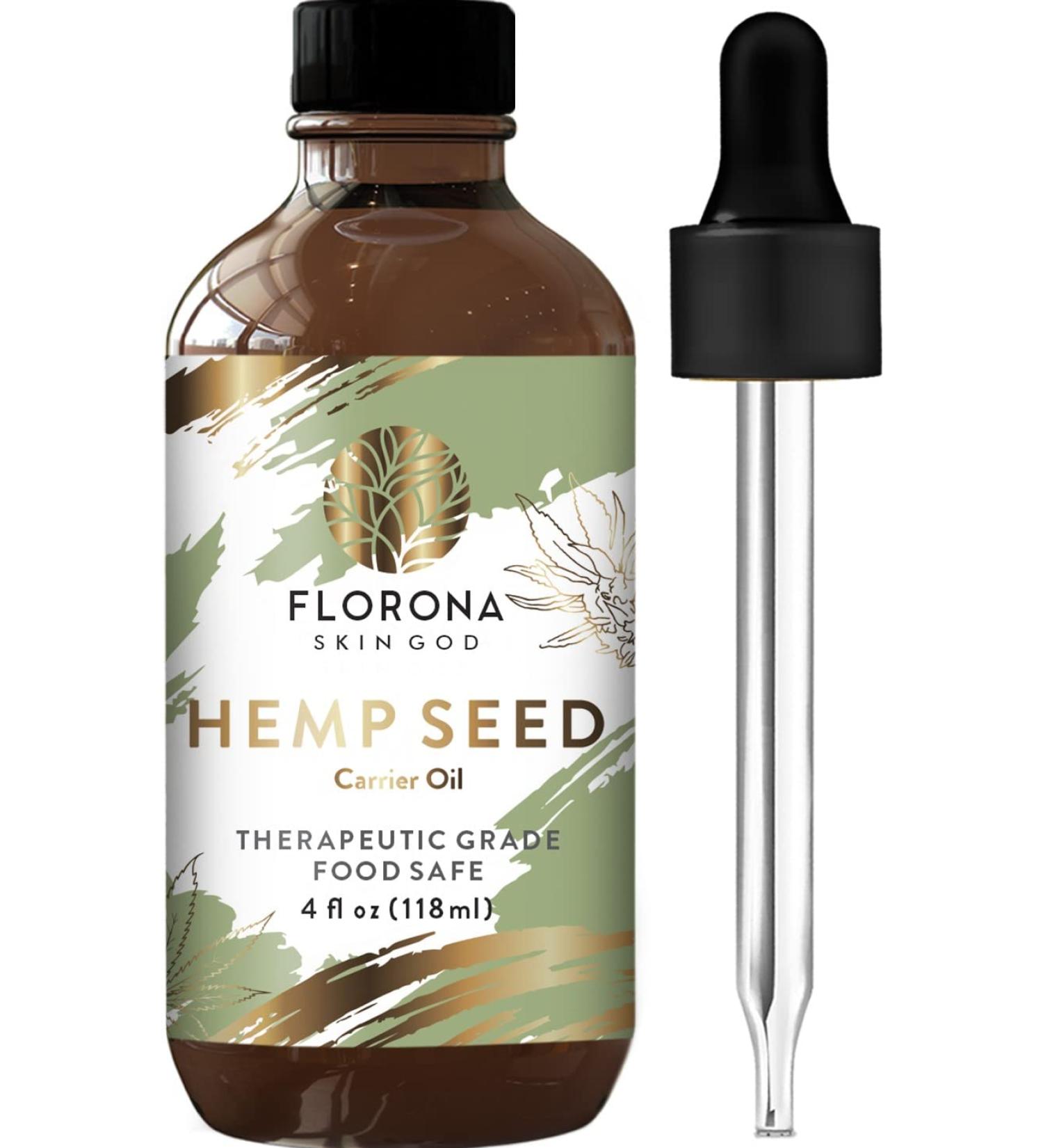 Florona Hemp Seed Oil 100% Pure & Natural - 4 fl oz for Hair Face & Skin Care | Revitalize Your Beauty - Buy Online on GoSupps.com