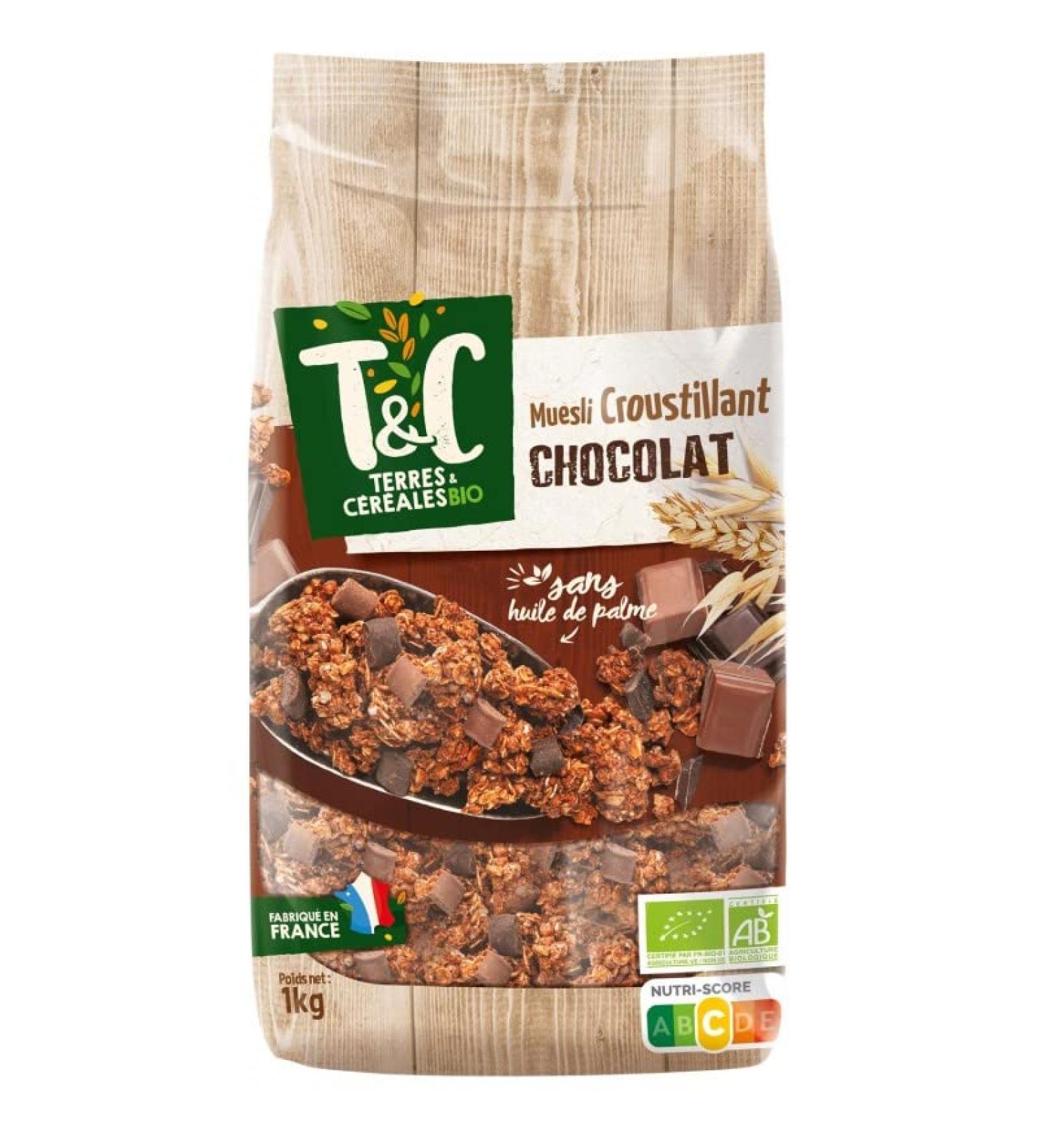 TERRES ET CEREALES - Terres Et C r ales Muesli Croustillant Au Chocolat Bio 1Kg - Lot De 3