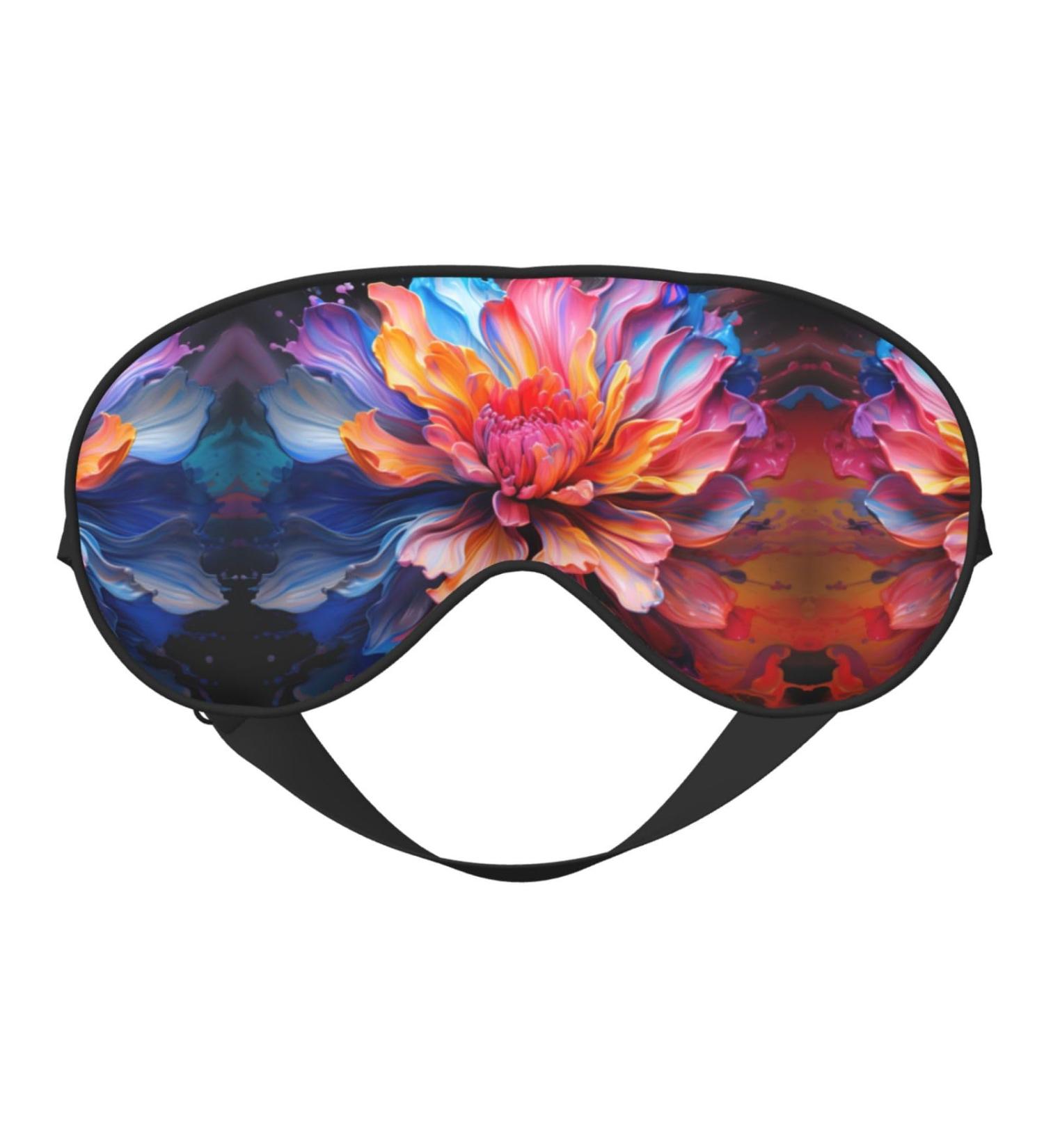 Buy Colored Flower Print Unisex Sleep Eye Mask | Soft Comfort Eye Shade for Travel Yoga & Shift Work - Black - Buy Online on GoSupps.com