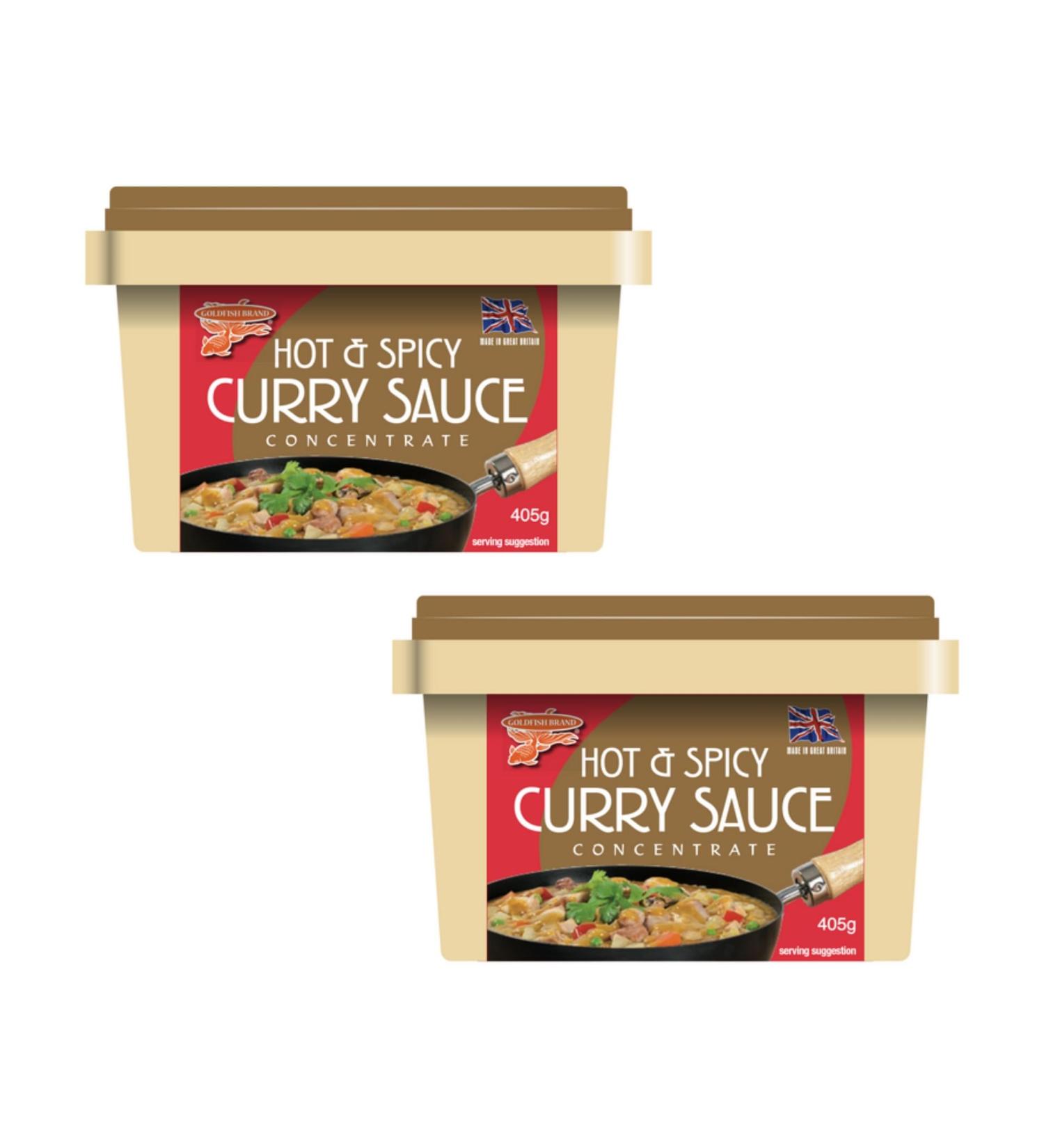 Goldfish Hot & Spicy Curry Sauce Concentrate 405g (Pack of 2) - Authentic Flavor for Homemade Curry Dishes | Fiery Flavor | Traditional Spices - Buy Online on GoSupps.com
