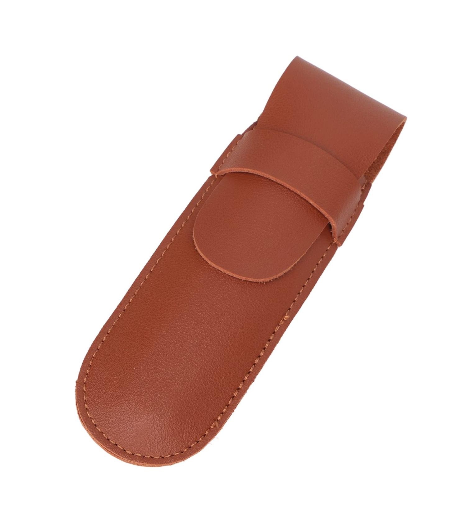 PU Leather Protective Cover for Straight Razors | Saddle Brown Travel Bag for Manual Razors | Durable Shavette Barber Razor Case - Buy Online on GoSupps.com