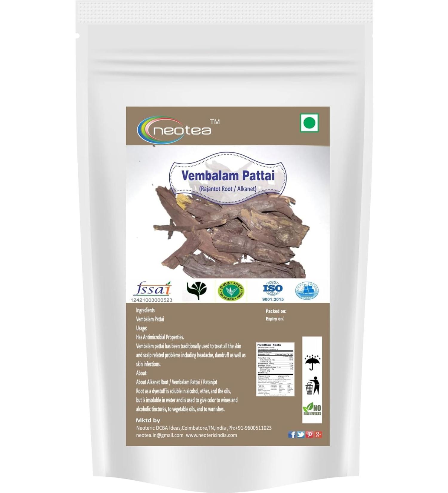 Rajantot Root Alkanet/Vembalam Pattai Alkanet Root (250 GM) - Buy Online on GoSupps.com