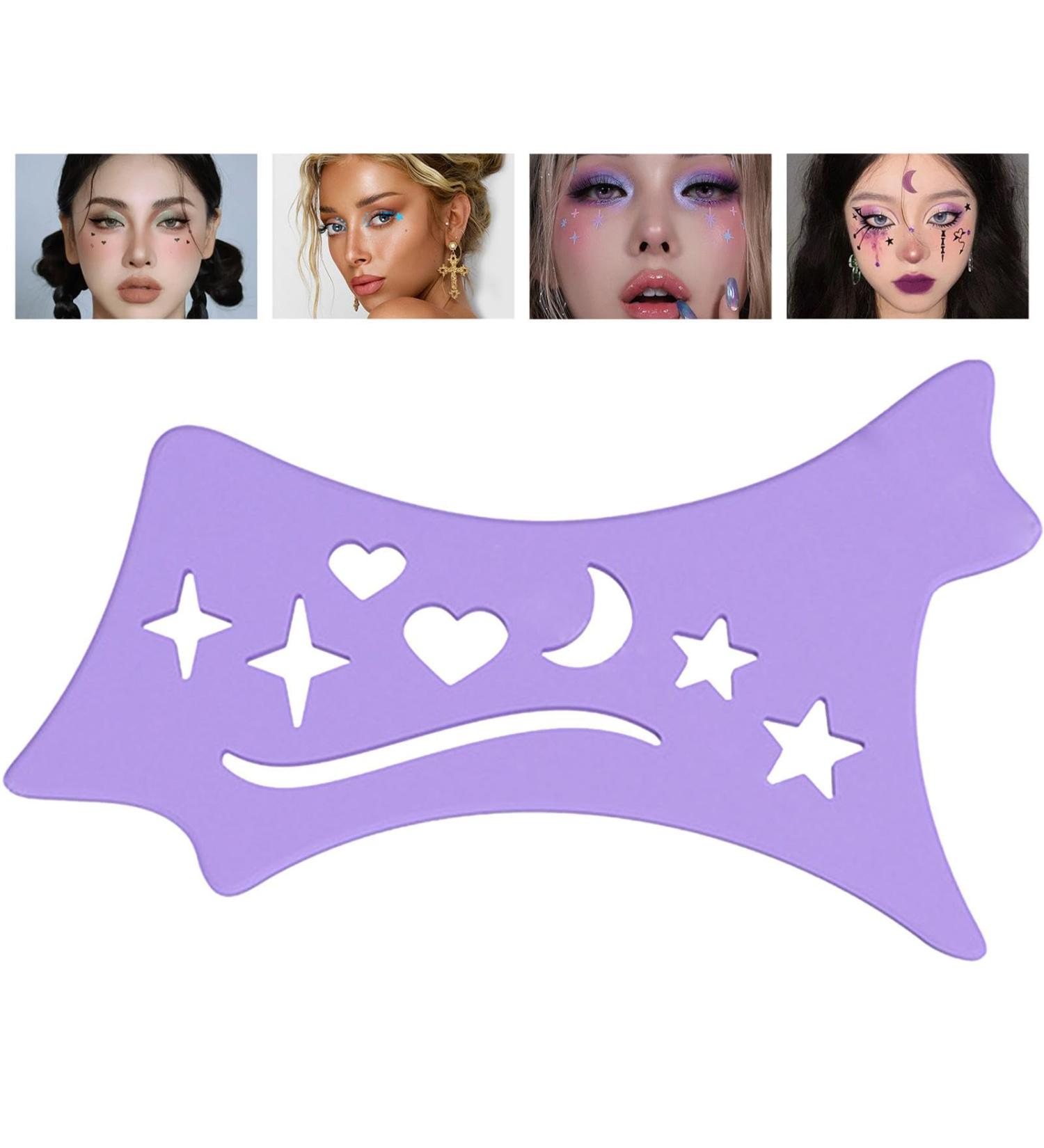 Winged Eyeliners Tool - Soft Flexible Eyeliners Stencils | Precision Beveled Design Eye Liners Reusable Cleaning Cloths for Women Purple - Buy Online on GoSupps.com